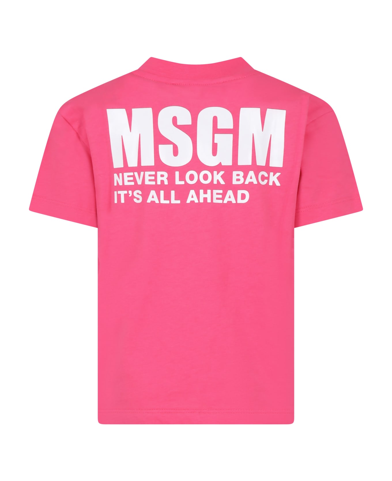 MSGM Fuchsia T-shirt For Kids With Logo - Fuchsia