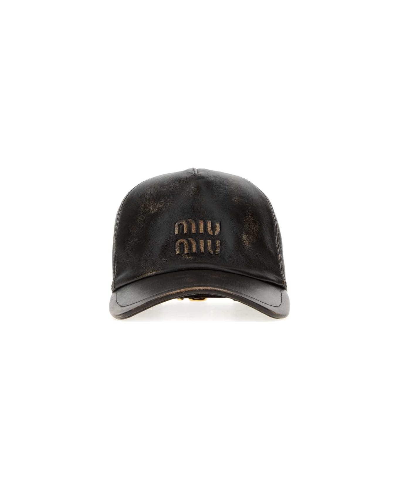 Miu Miu Dark Brown Nappa Leather Baseball Cap - CAFFE