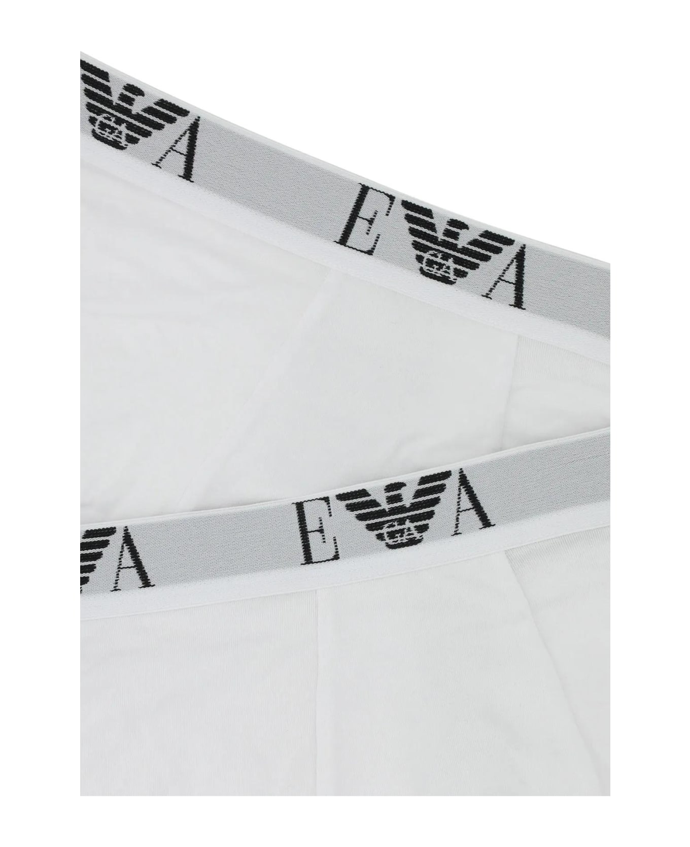 Emporio Armani White Stretch Cotton Boxer Set - White