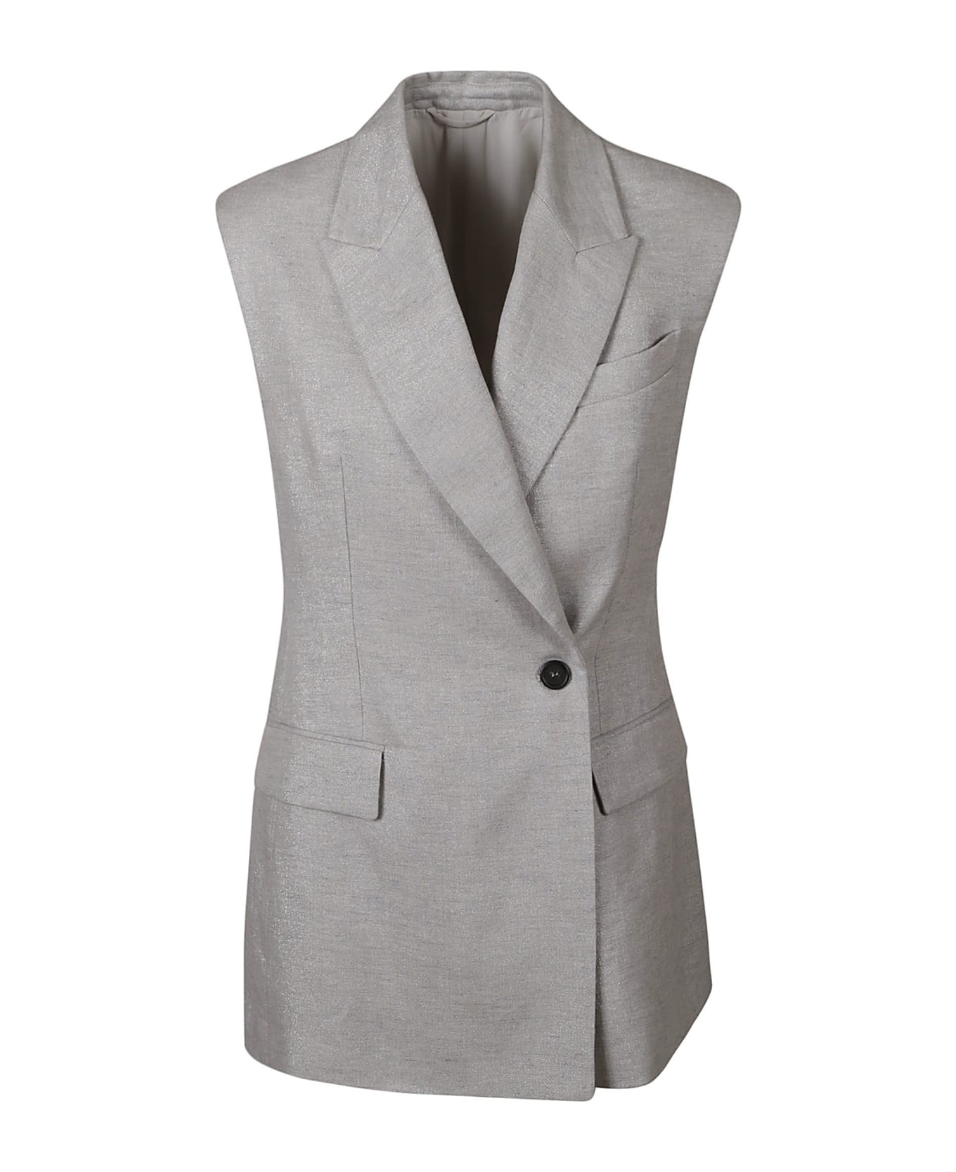 Brunello Cucinelli V-neck Sleeveless Jacket - grigio chiaro