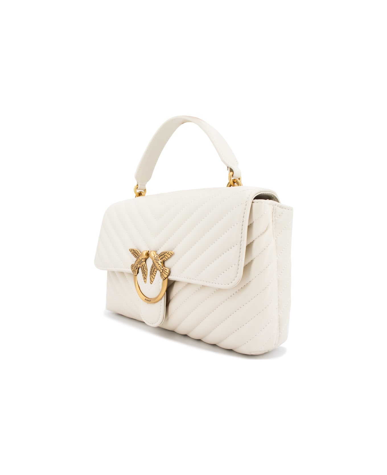 Pinko Handbag - Q Bianco Seta Antique Gold