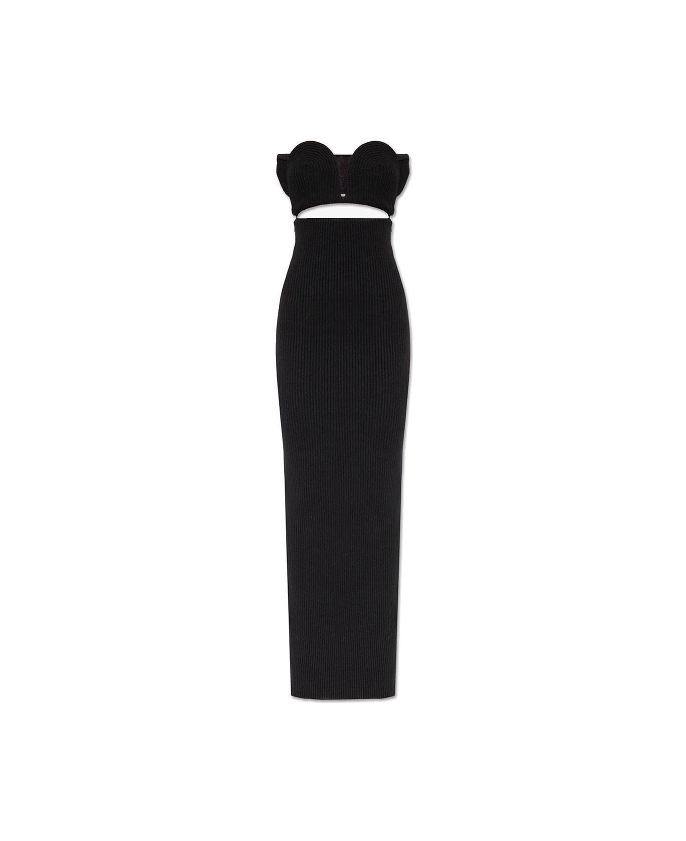 Alaia Cut-out Detailed Ribbed Midi Dress - Black