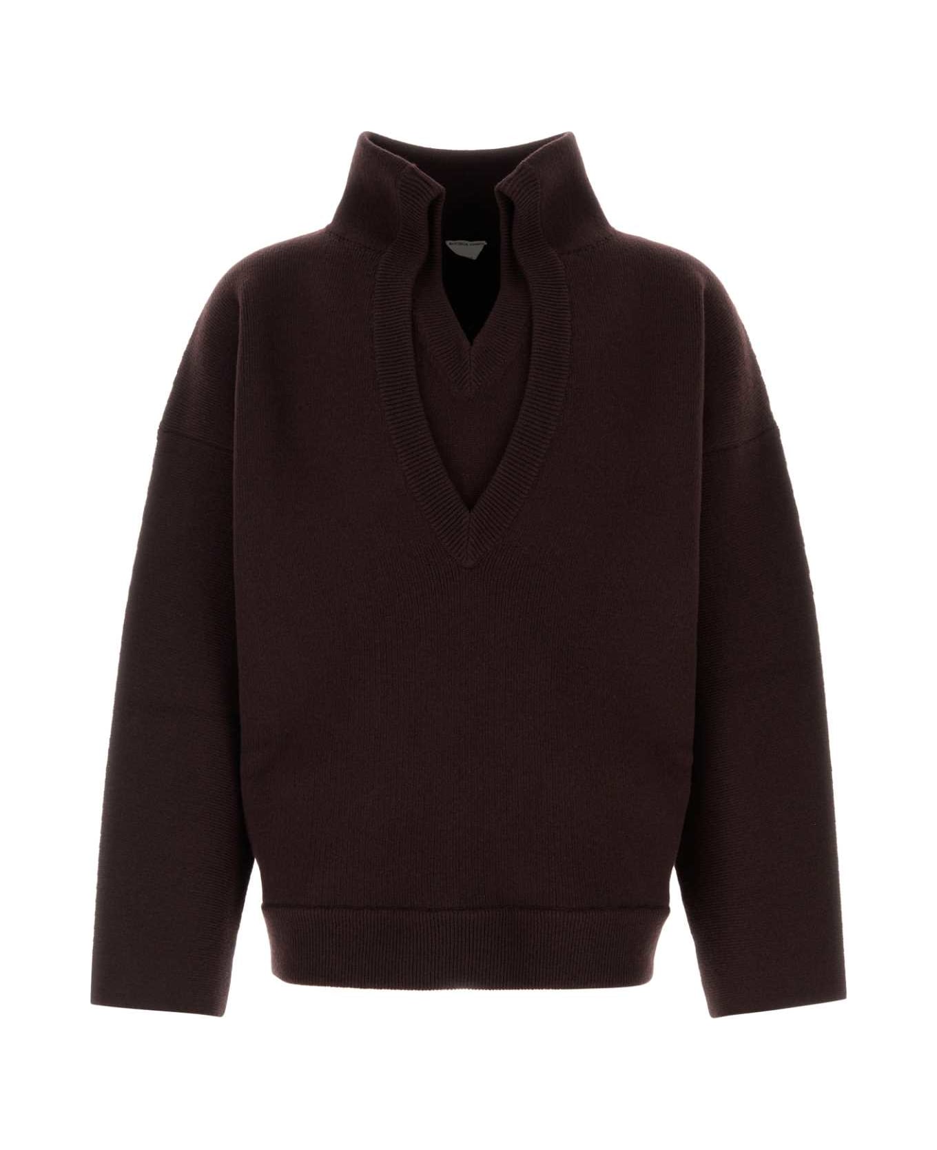 Bottega Veneta Dark Brown Wool Sweater - EBONY