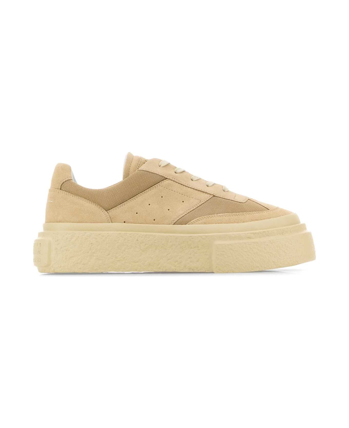 MM6 Maison Margiela Two-tone Suede And Mesh Gambetta Sneakers - SEMOLINA
