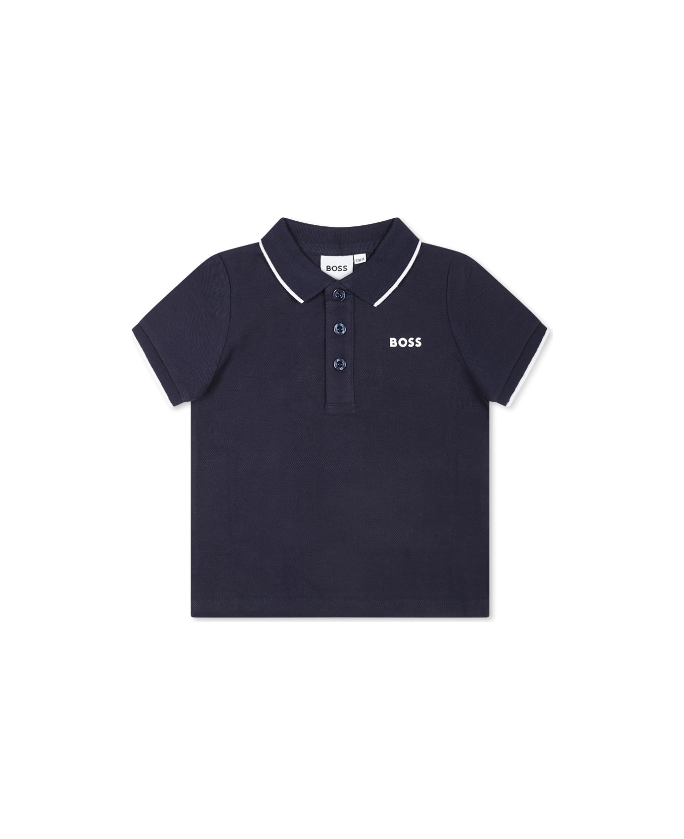 Hugo Boss White Polo Shirt For Boy With Logo - Blue