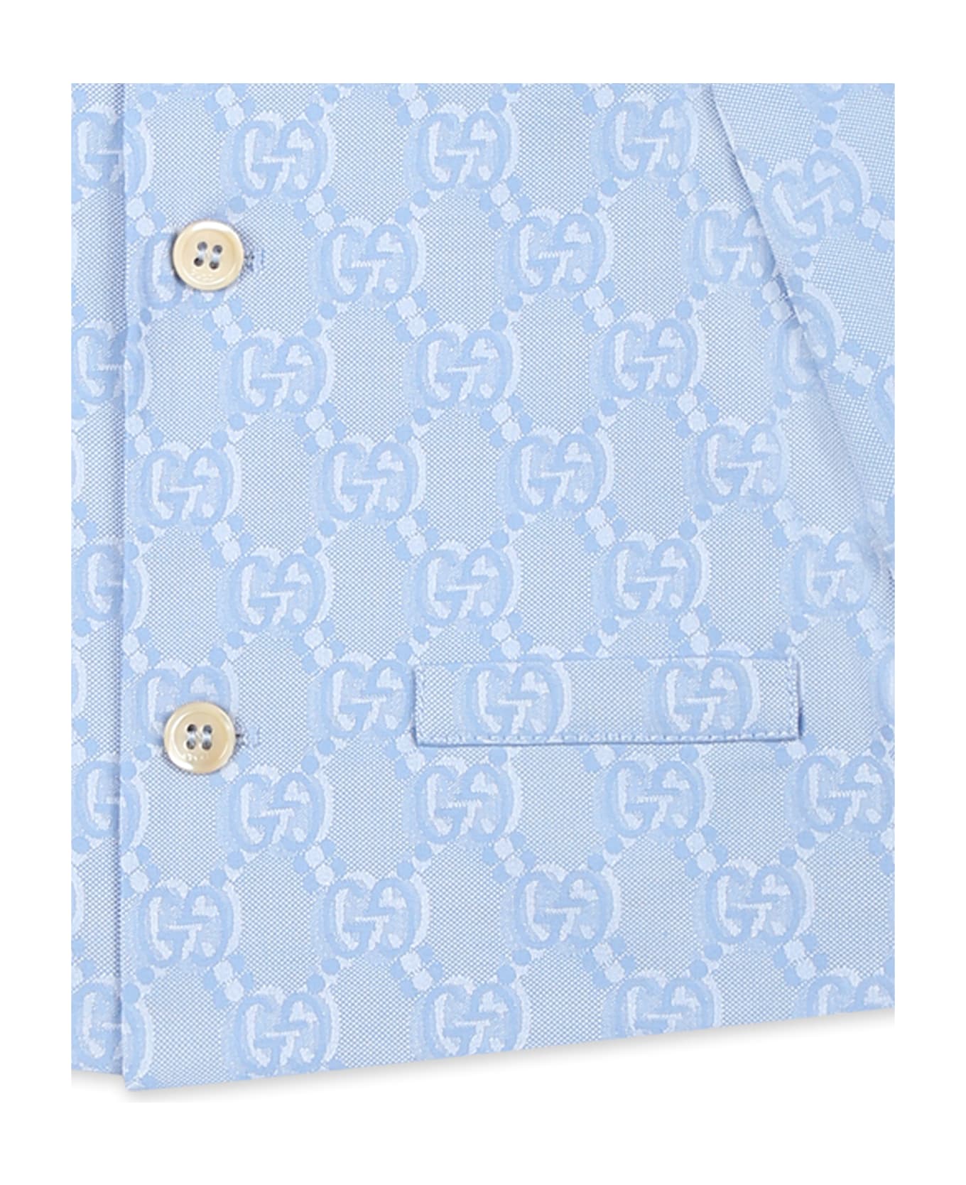 Gucci Light Blue Jacket For Baby Boy With Gg - Light Blue