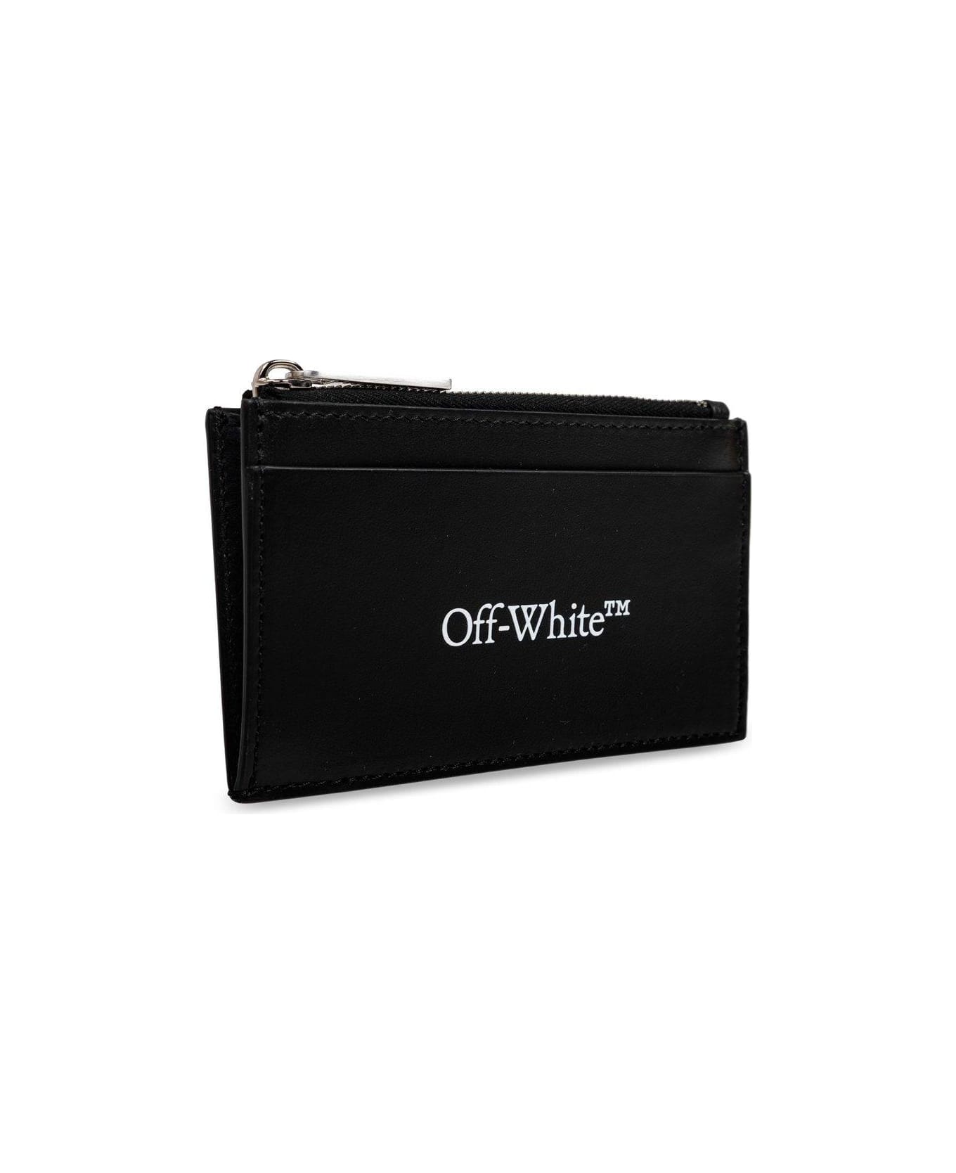 Off-White Logo Printed Zip-up Wallet - BLACK