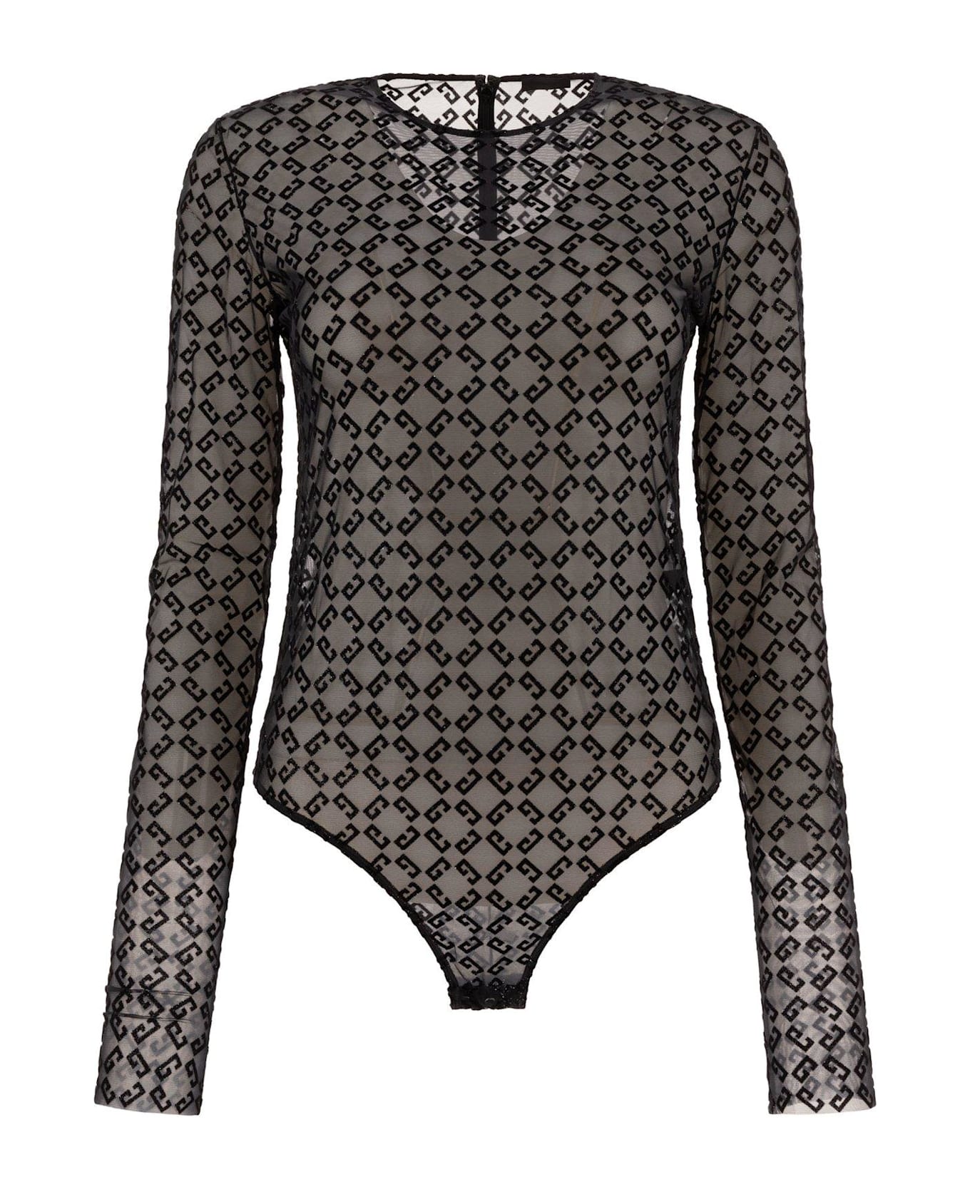 Givenchy Monogrammed Sheer Long-sleeve Top - BLACK