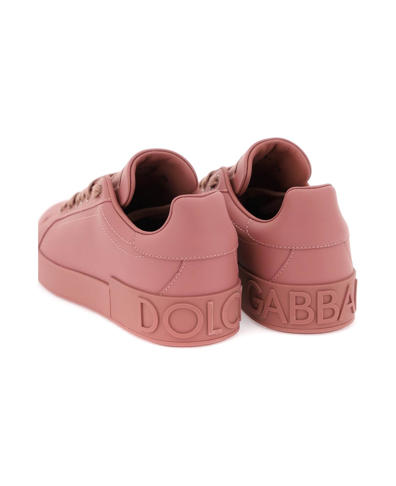 Dolce & Gabbana Portofino Leather Sneakers - Rosa antico