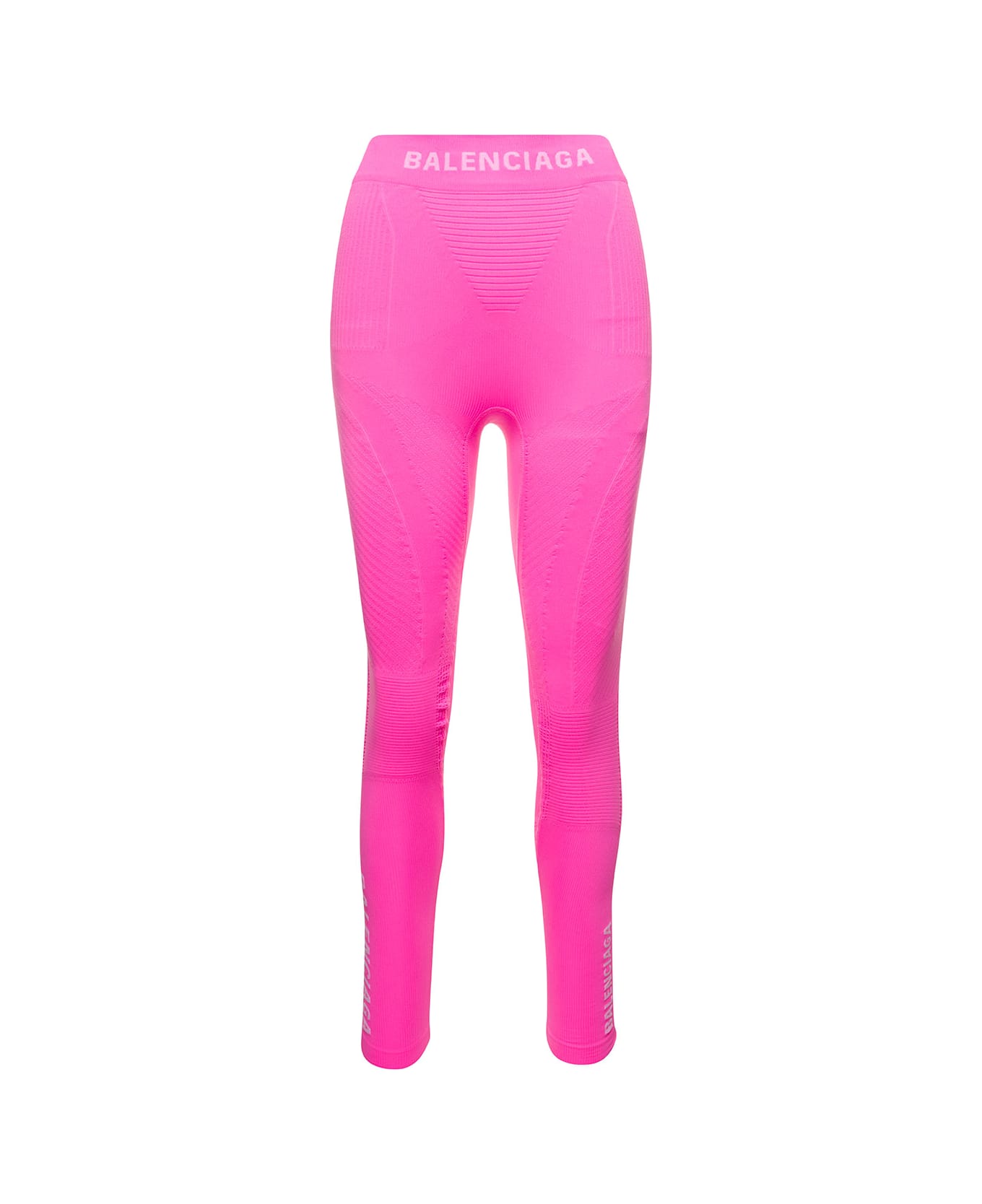 Balenciaga Pink Athletic Leggings With Logo In Polyammide Stretch Woman - Pink