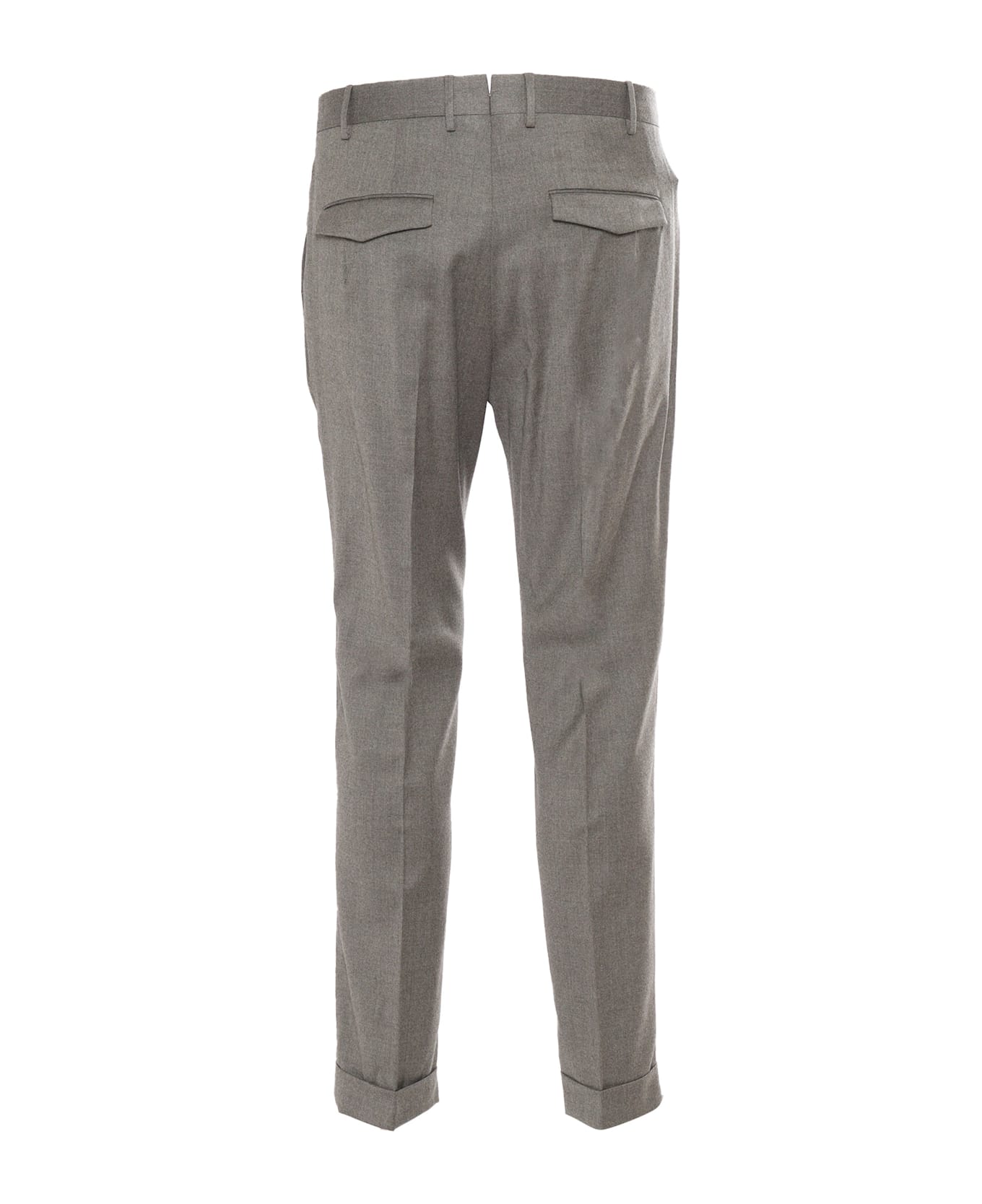 PT Torino Master, 1 Pleat, Diagonal Pockets, Flap Back Pockets, Turn-up - GREEN