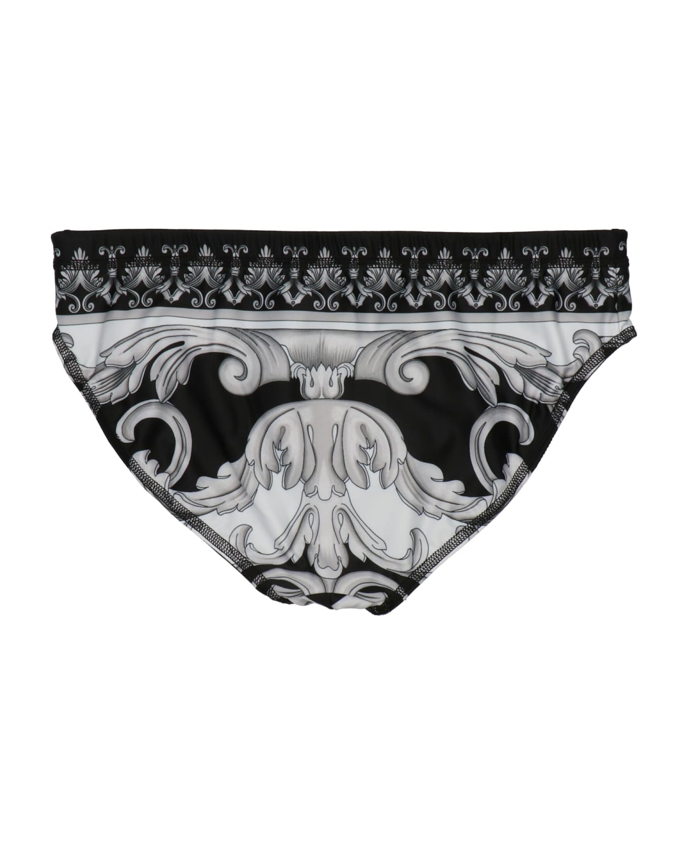 Versace 'silver Baroque' Bikini Bottom - White/Black