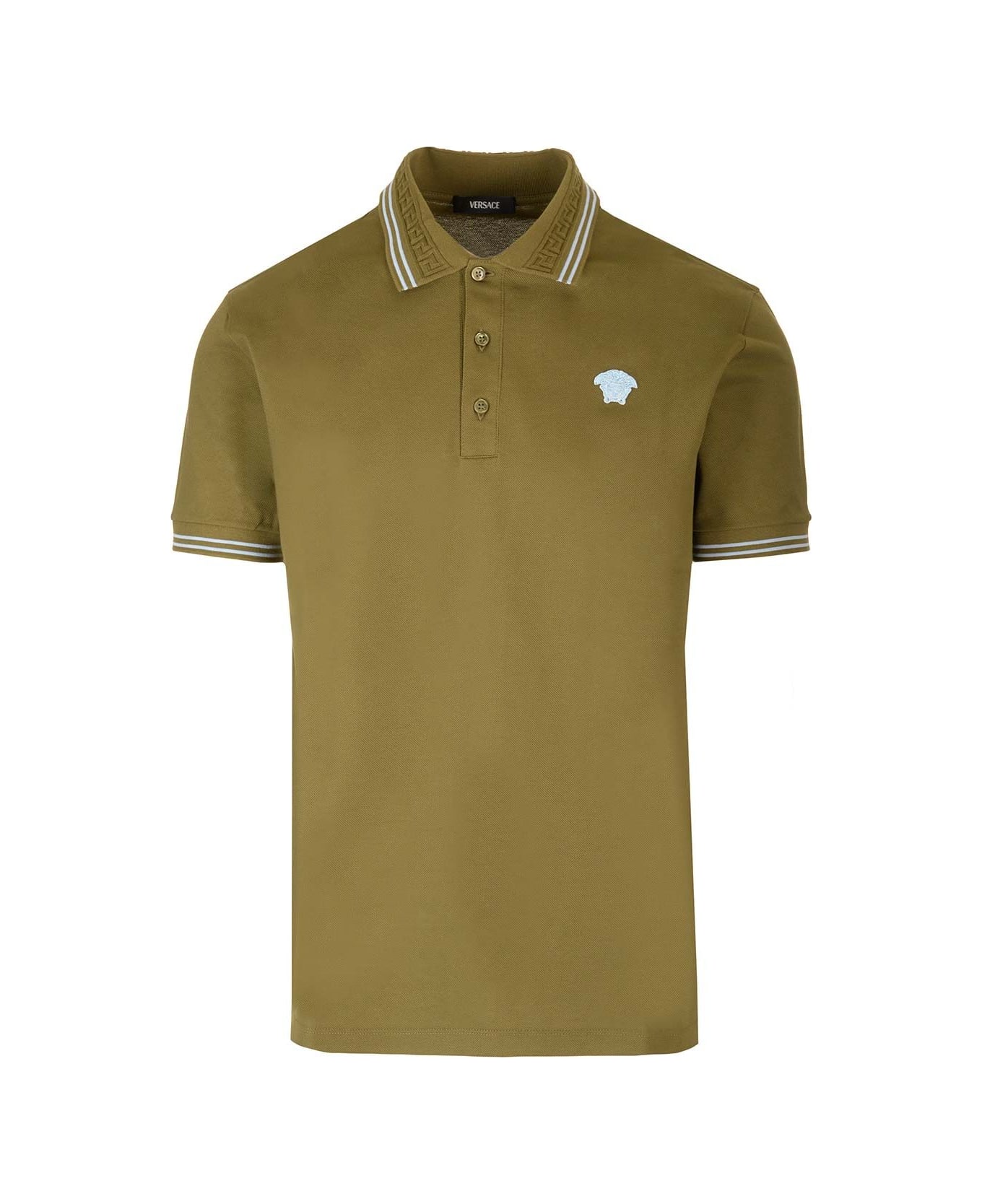 Versace 'medusa' Polo Shirt - DARK OLIVE