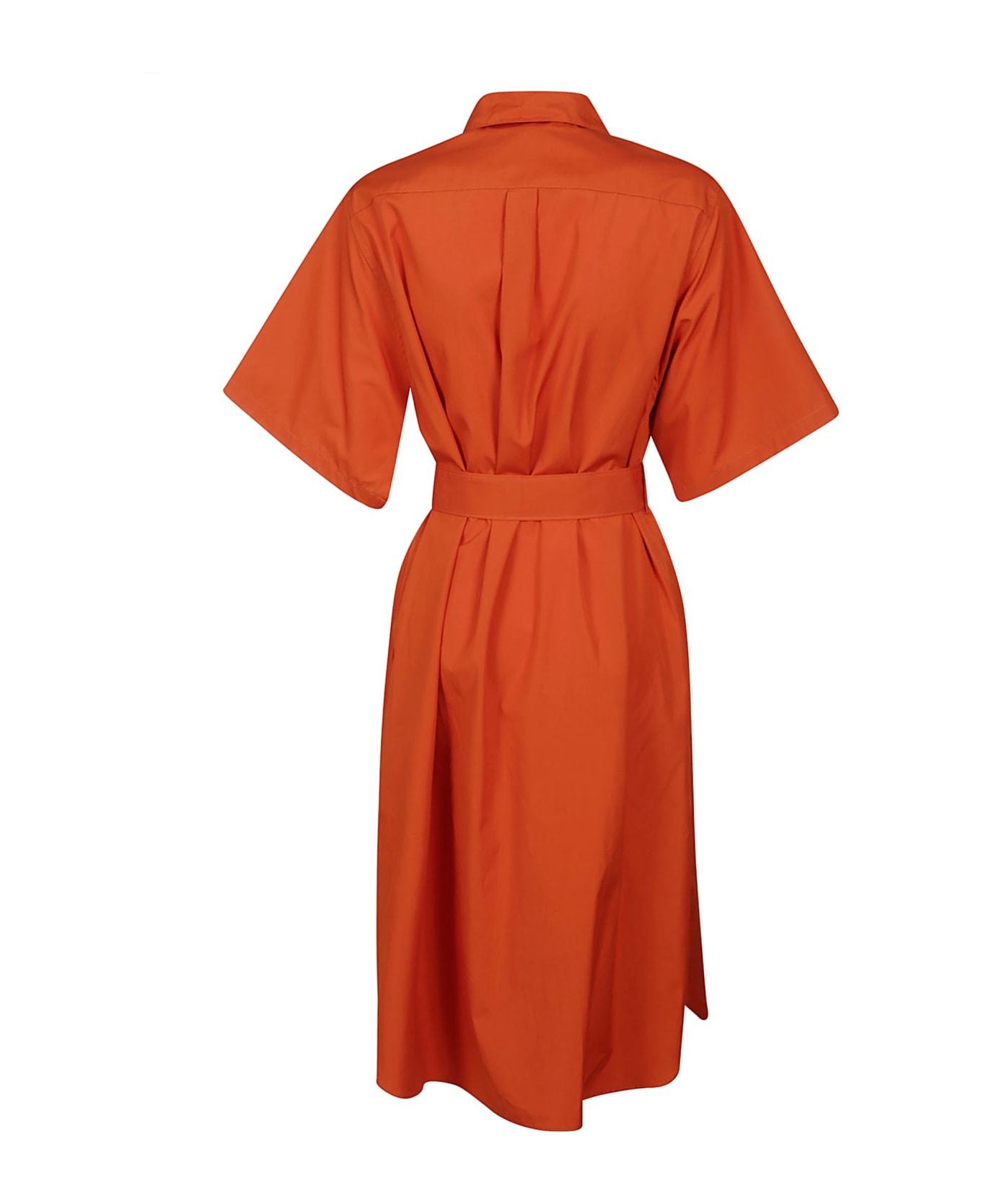 Aspesi Orange Poplin Midi Shirt Dress - Arancione