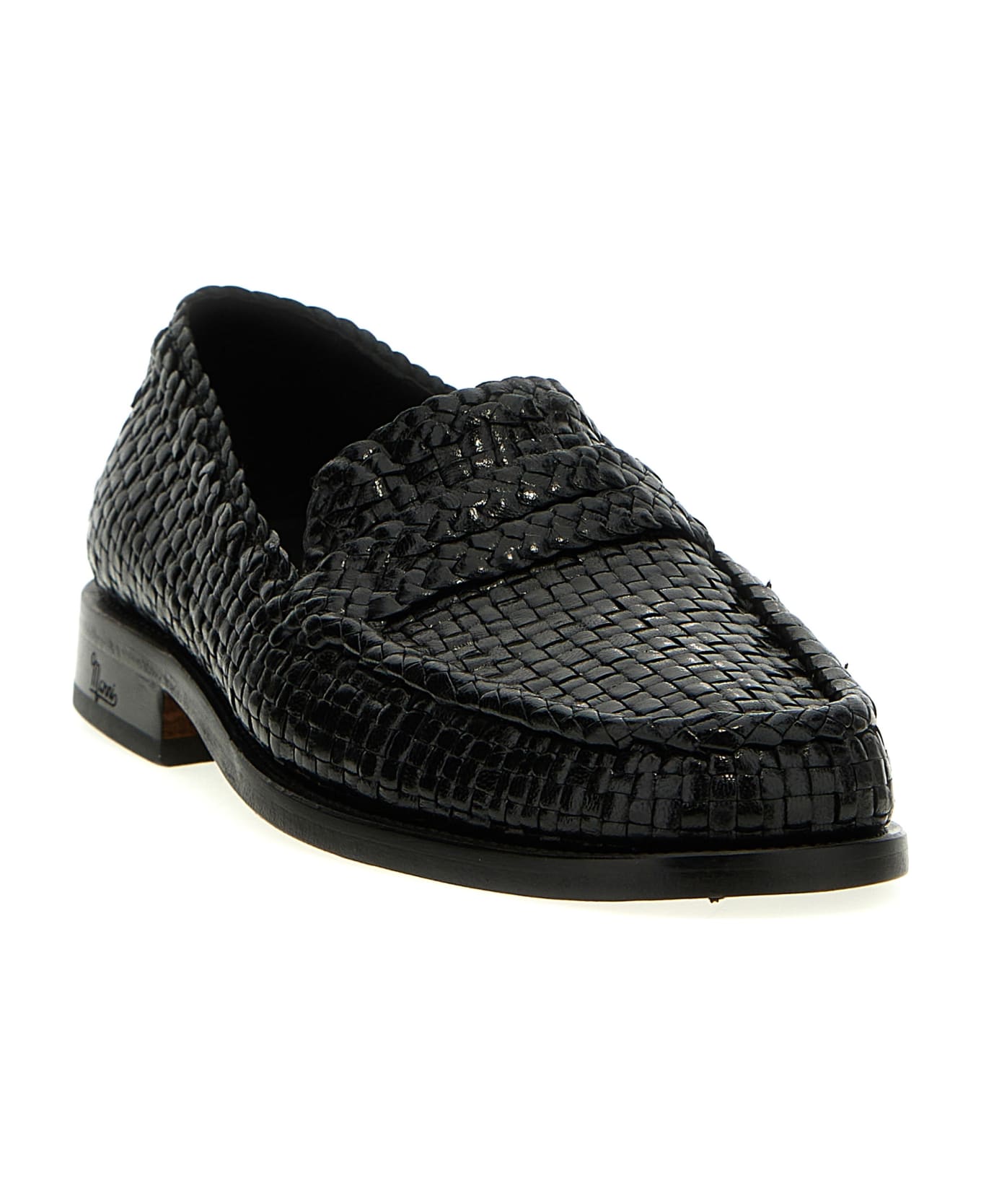 Marni Braided Leather Loafers - BLACK