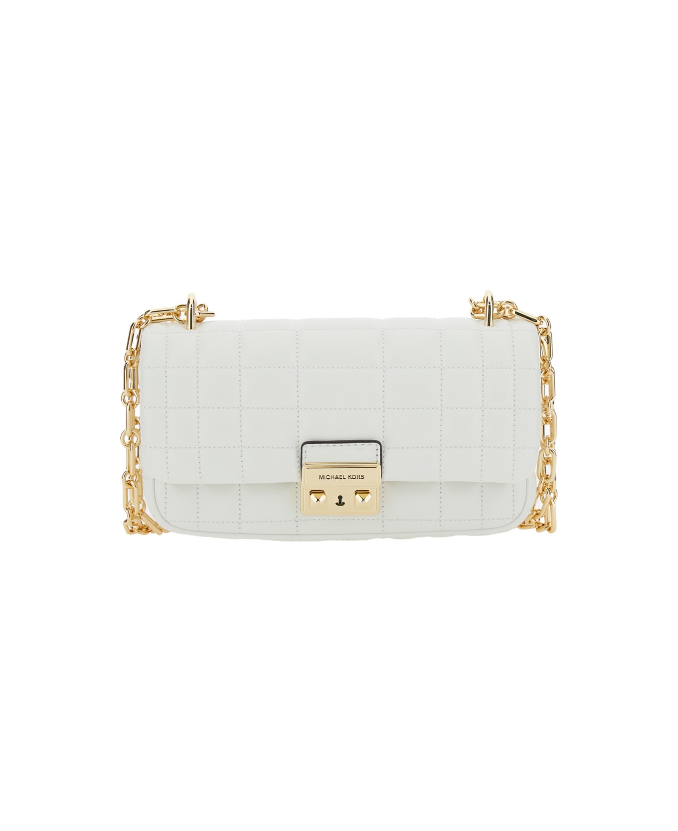 MICHAEL Michael Kors Tribeca' White Quilted Crossbody Bag With Chain-link Shoulder Strap And Logo Plaque On The Front In Leather Woman - White