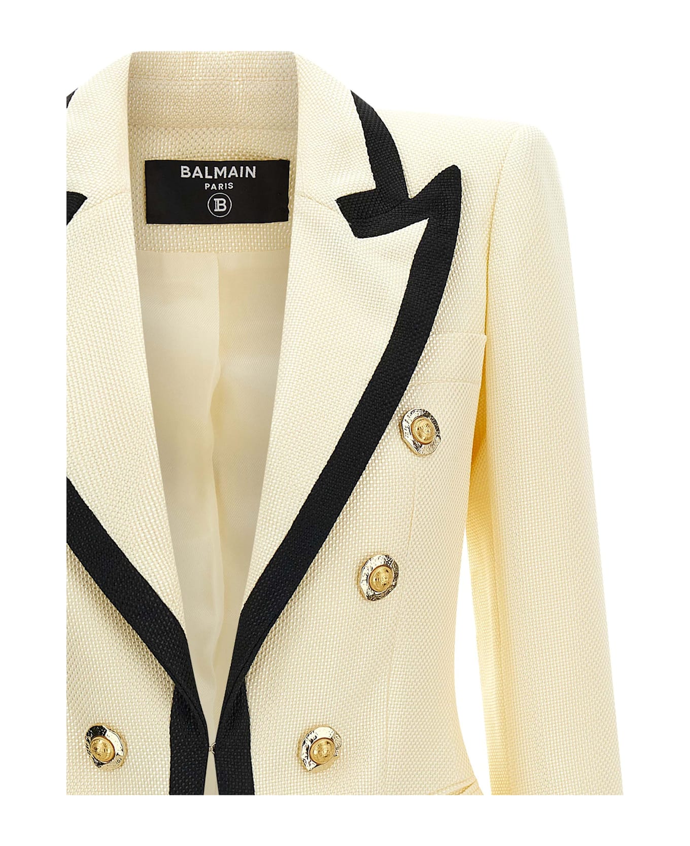 Balmain Maxi Shoulder Strap Blazer - White/Black