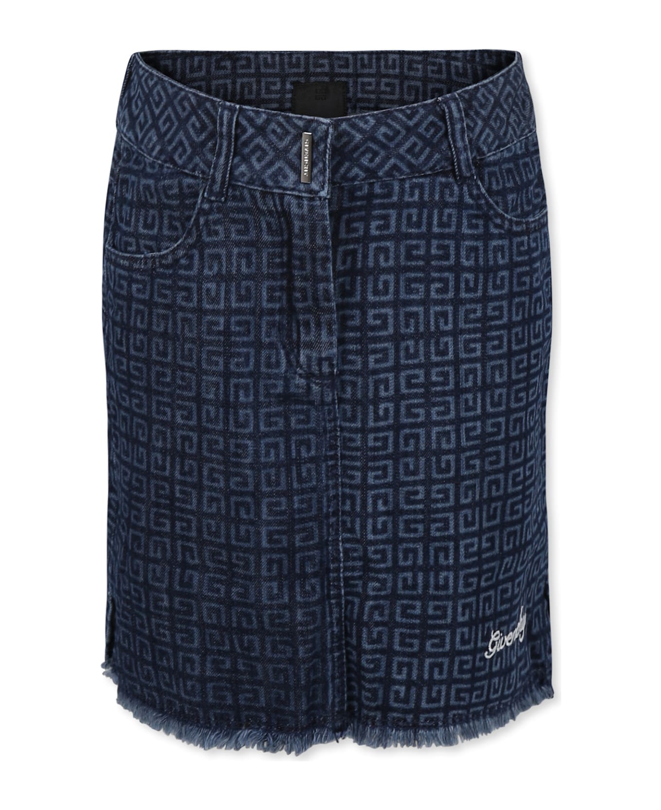 Givenchy Denim Skirt For Girl With 4g Motif - Denim