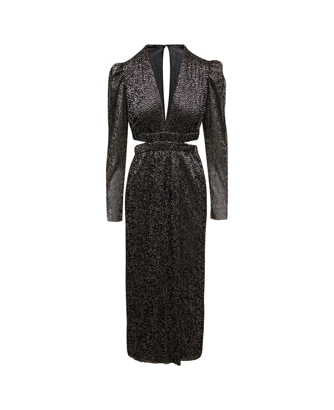 Sabina Musayev 'henrietta' Black Maxi Polka-dots Dress With Cut-out In Tech Fabric Woman - Black