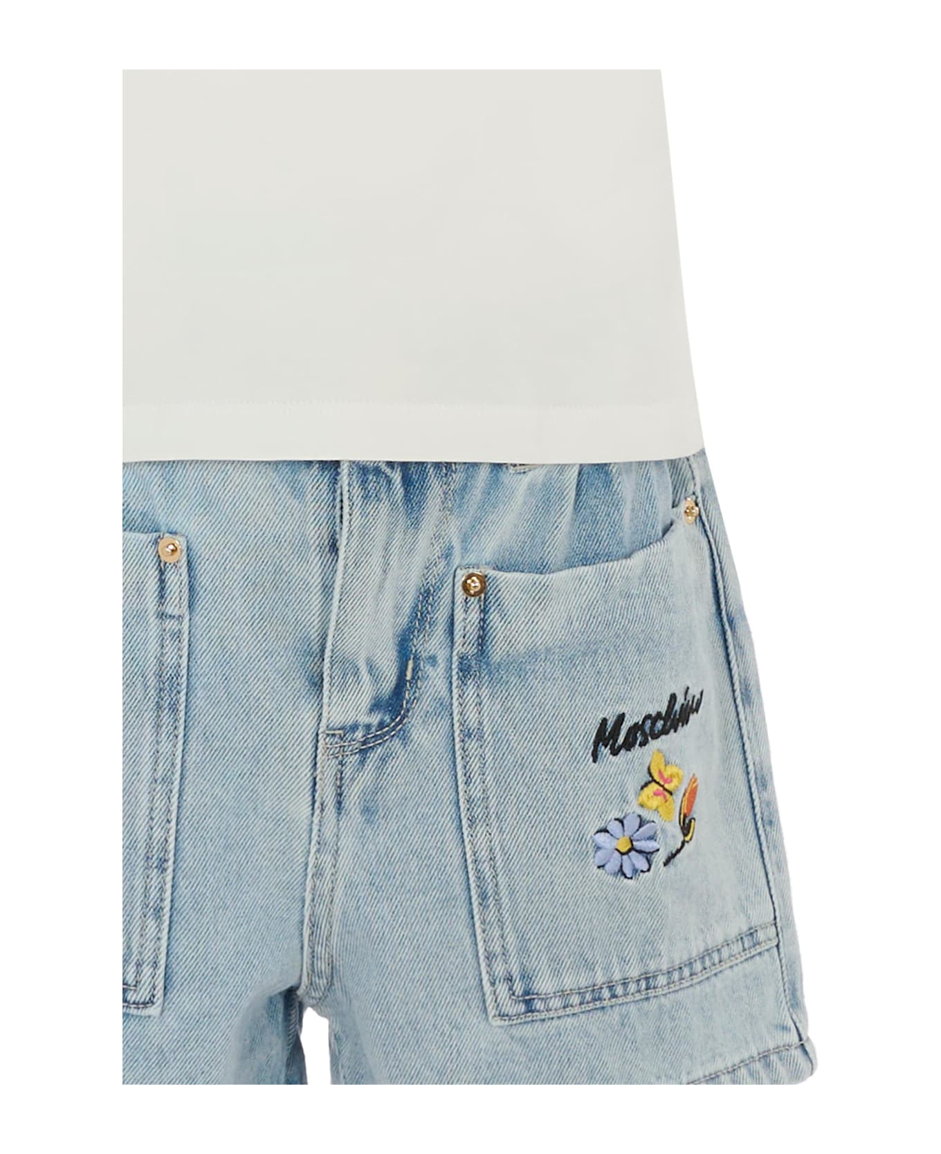 Moschino White Suit For Girl With Flowers - White