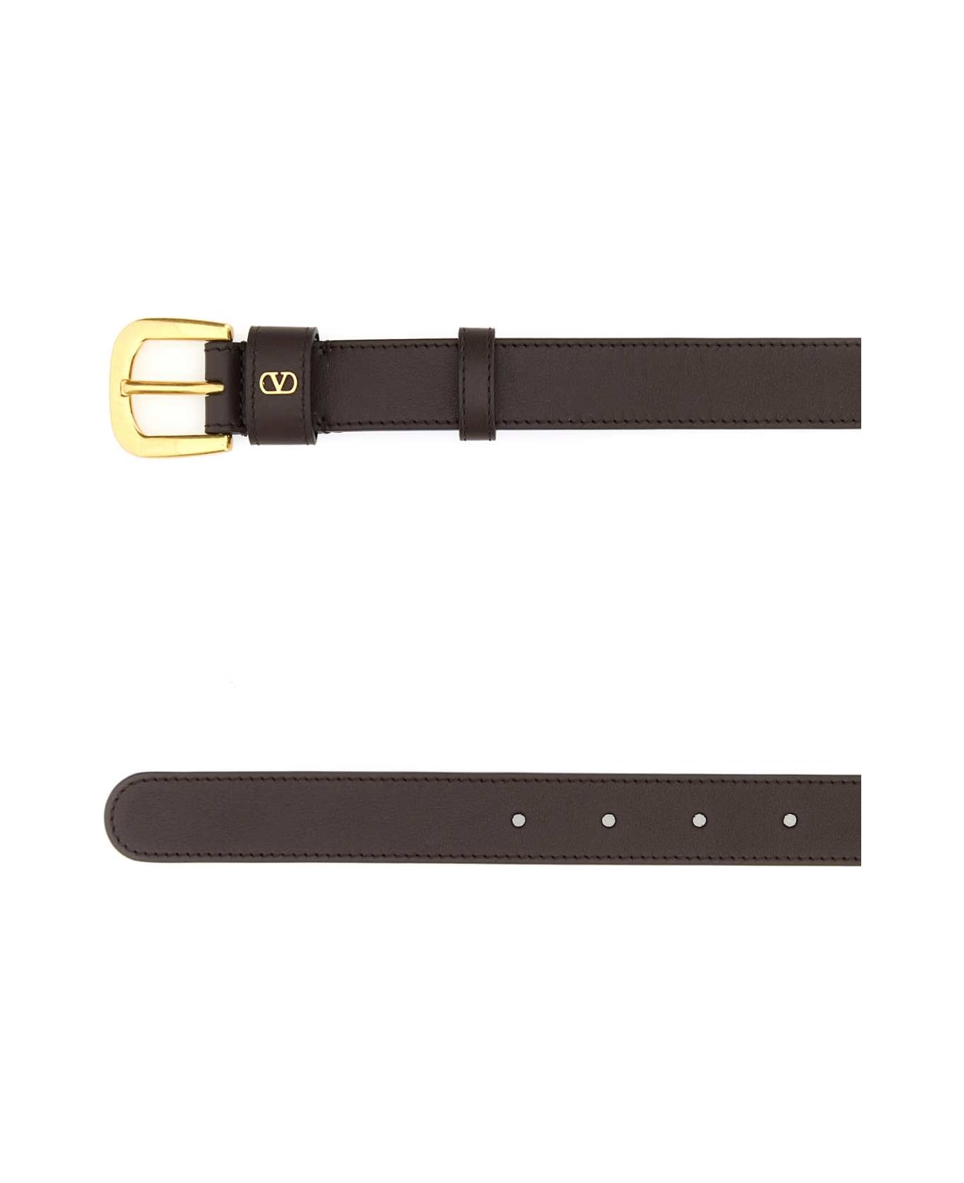 Valentino Garavani Dark Brown Leather Belt - OAKBROWN