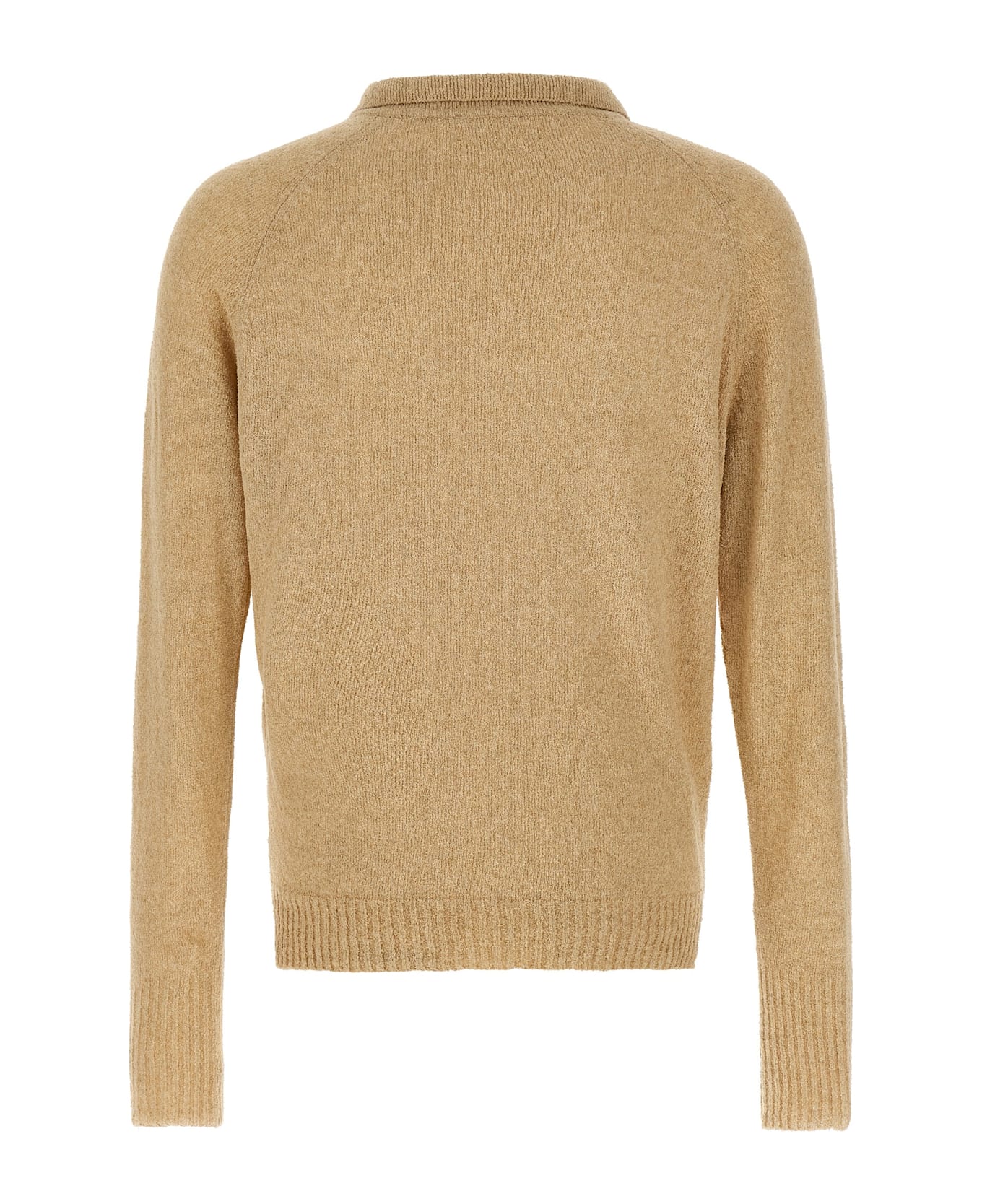 Ma
ry
ya Bouclé Cotton Polo Shirt - Beige