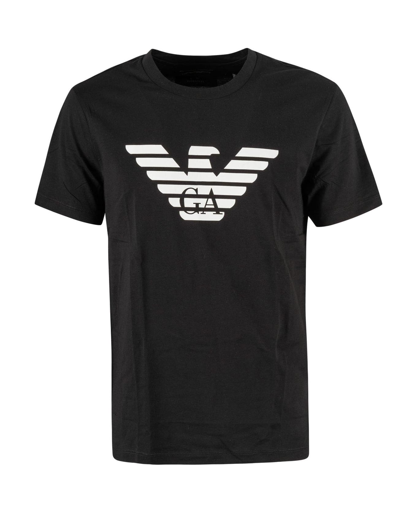 Emporio Armani Logo Printed Crewneck T-shirt - BLACK