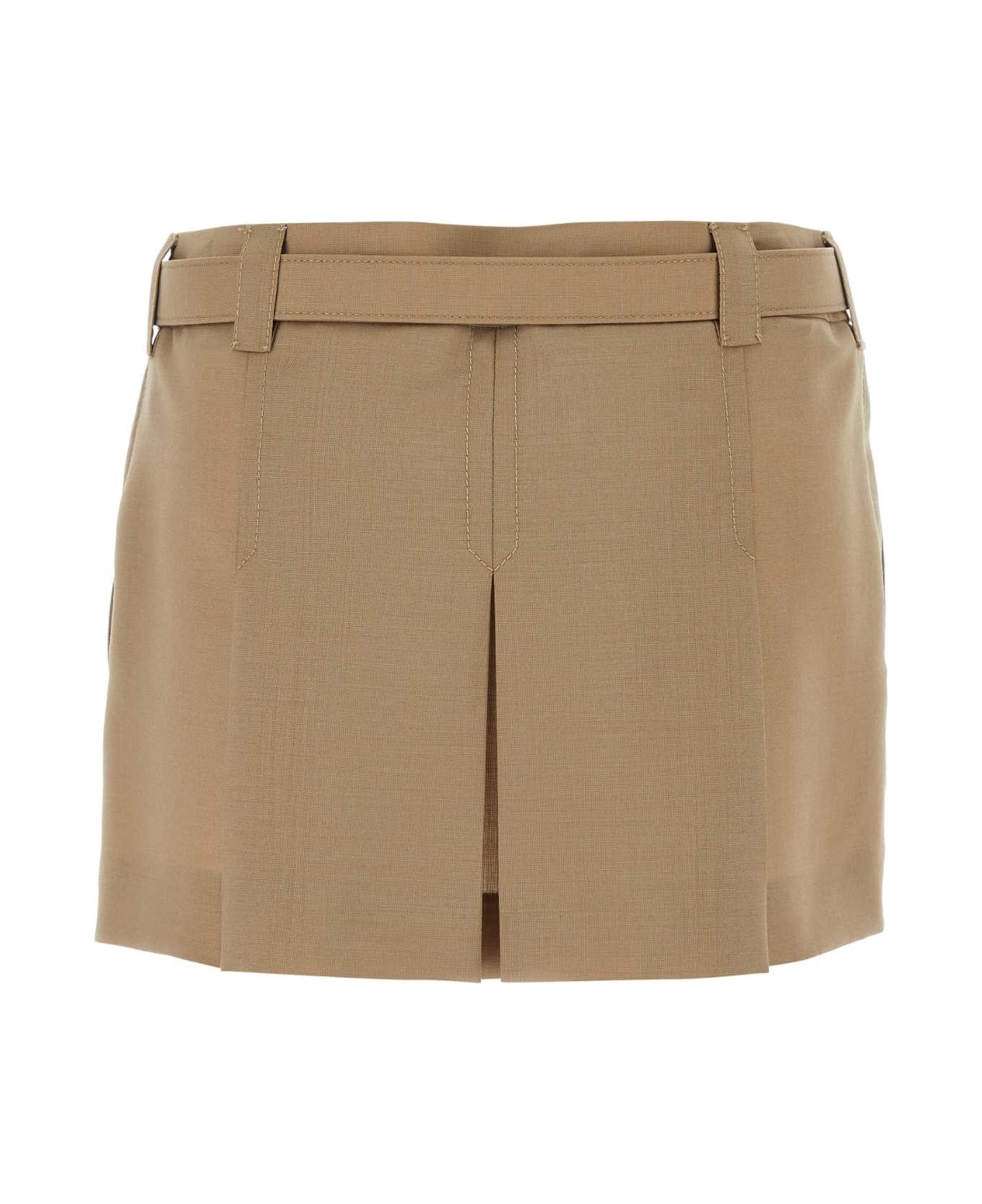 Miu Miu Camel Mohair Blend Mini Skirt - NOCCIOLA スカート