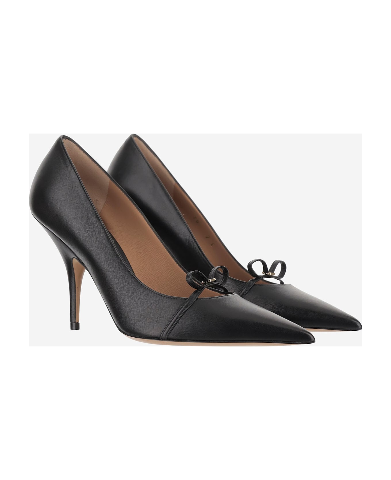 Ferragamo Leather Pumps With Logo - Black