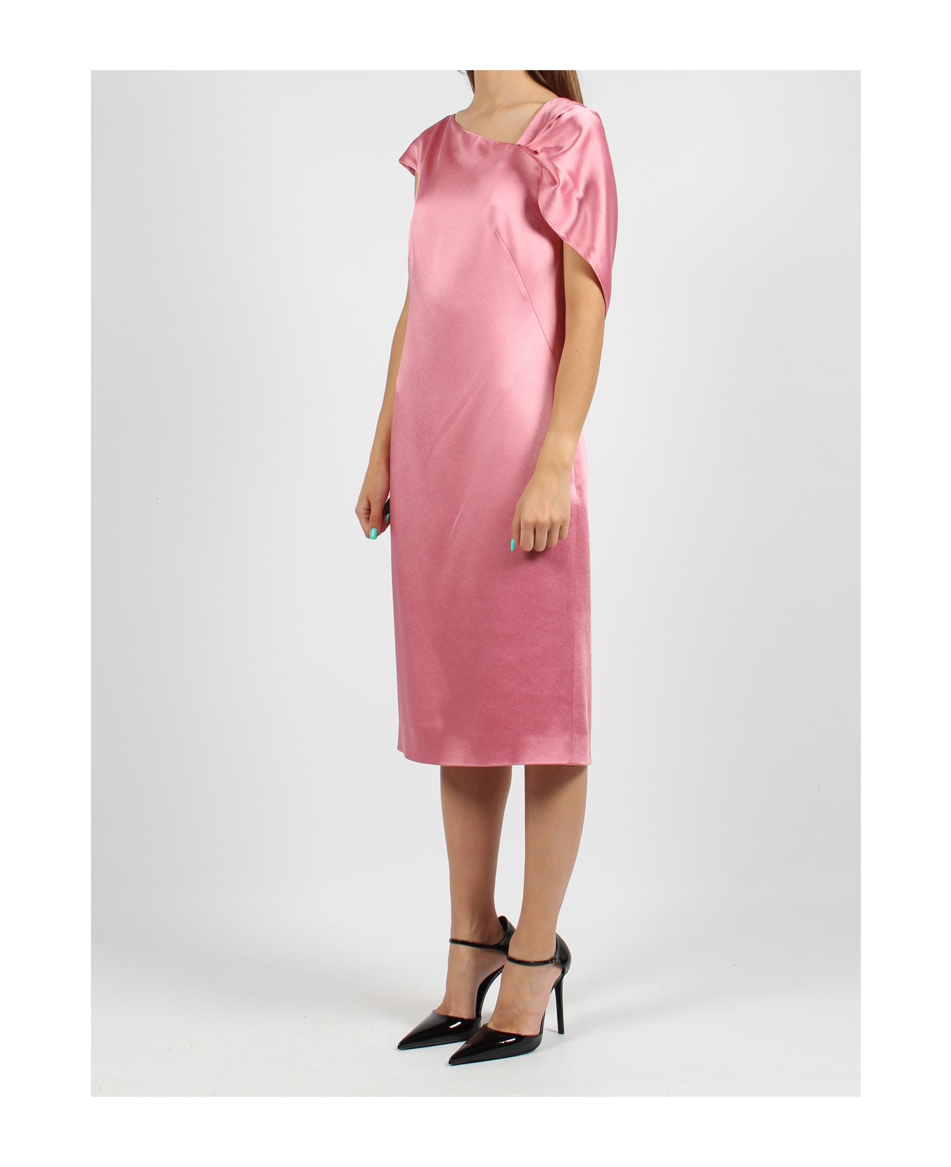 Givenchy Asymmetric Draped Midi Dress - Pink & Purple