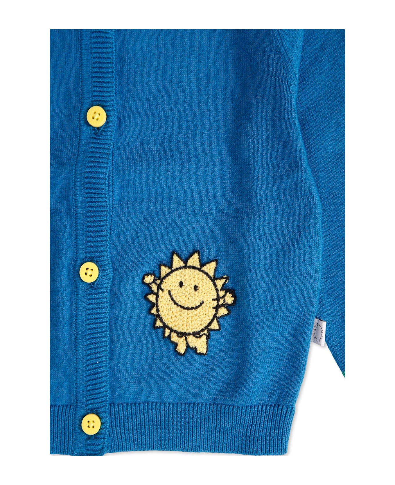 Stella McCartney Kids Blue Cardigan For Baby Boy With Smiling Sun And World - Blue