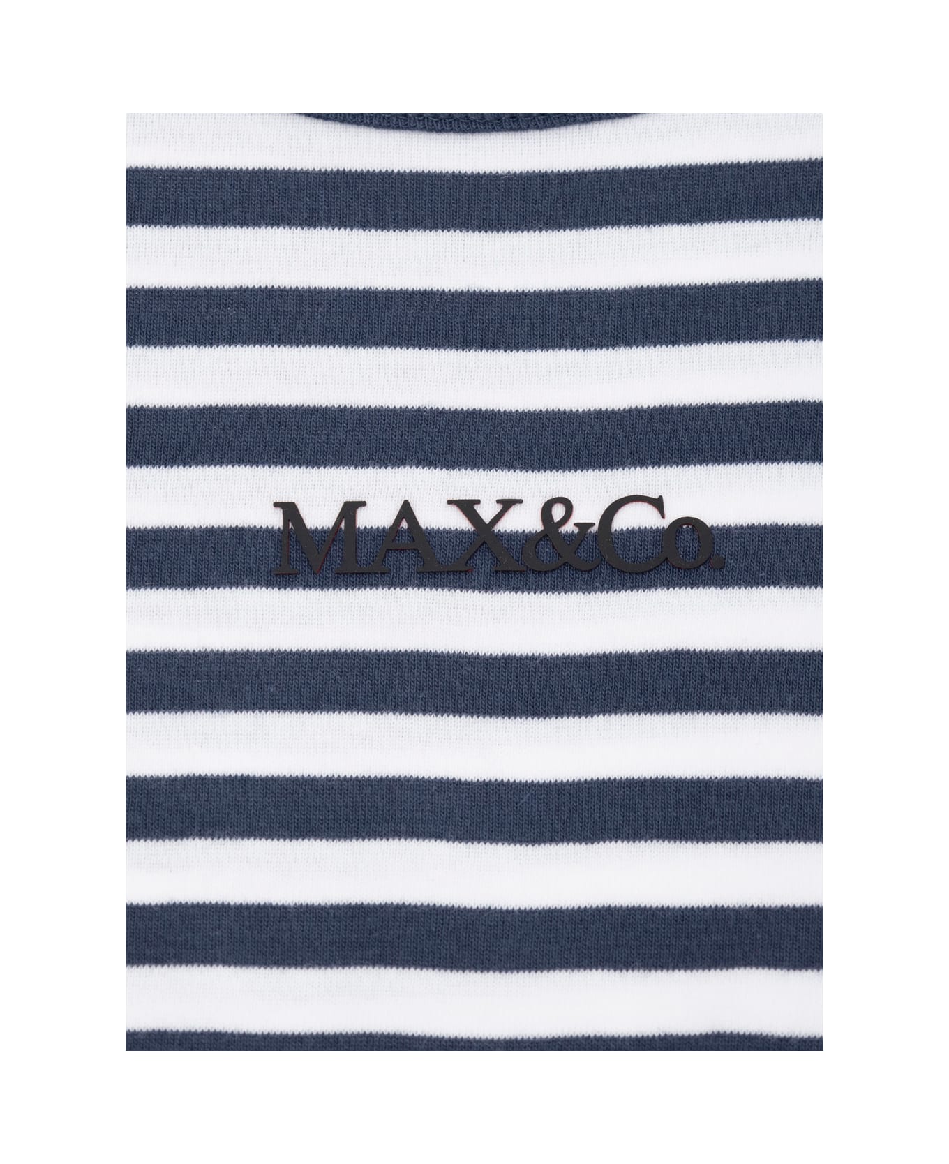 Max&Co. Blue T-shirt With Logo Lettering On The Front And All-over Striped Motif In Cotton Girl - Blu