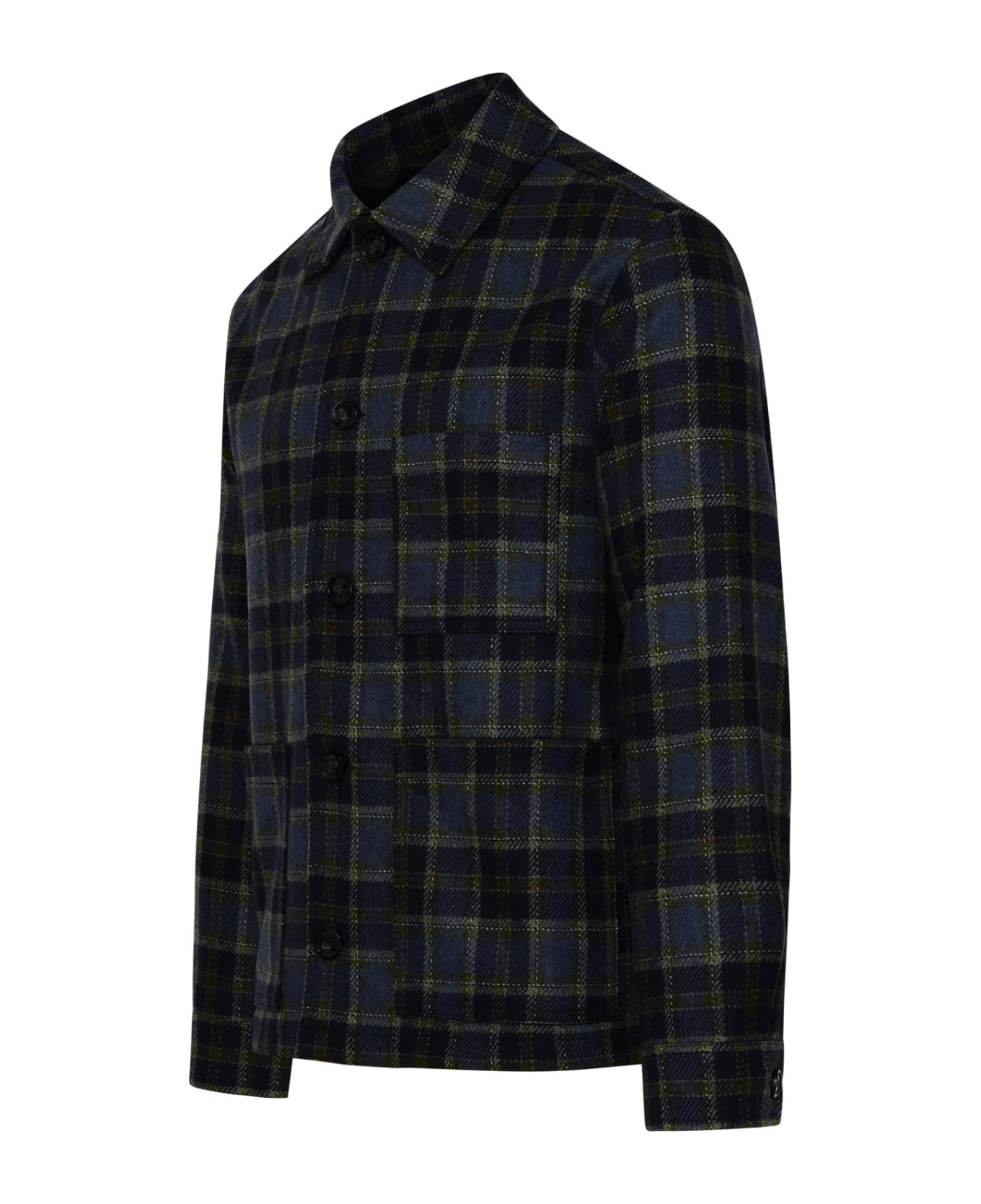 A.P.C. New Emile Shirt In Blue Wool Blend - Red