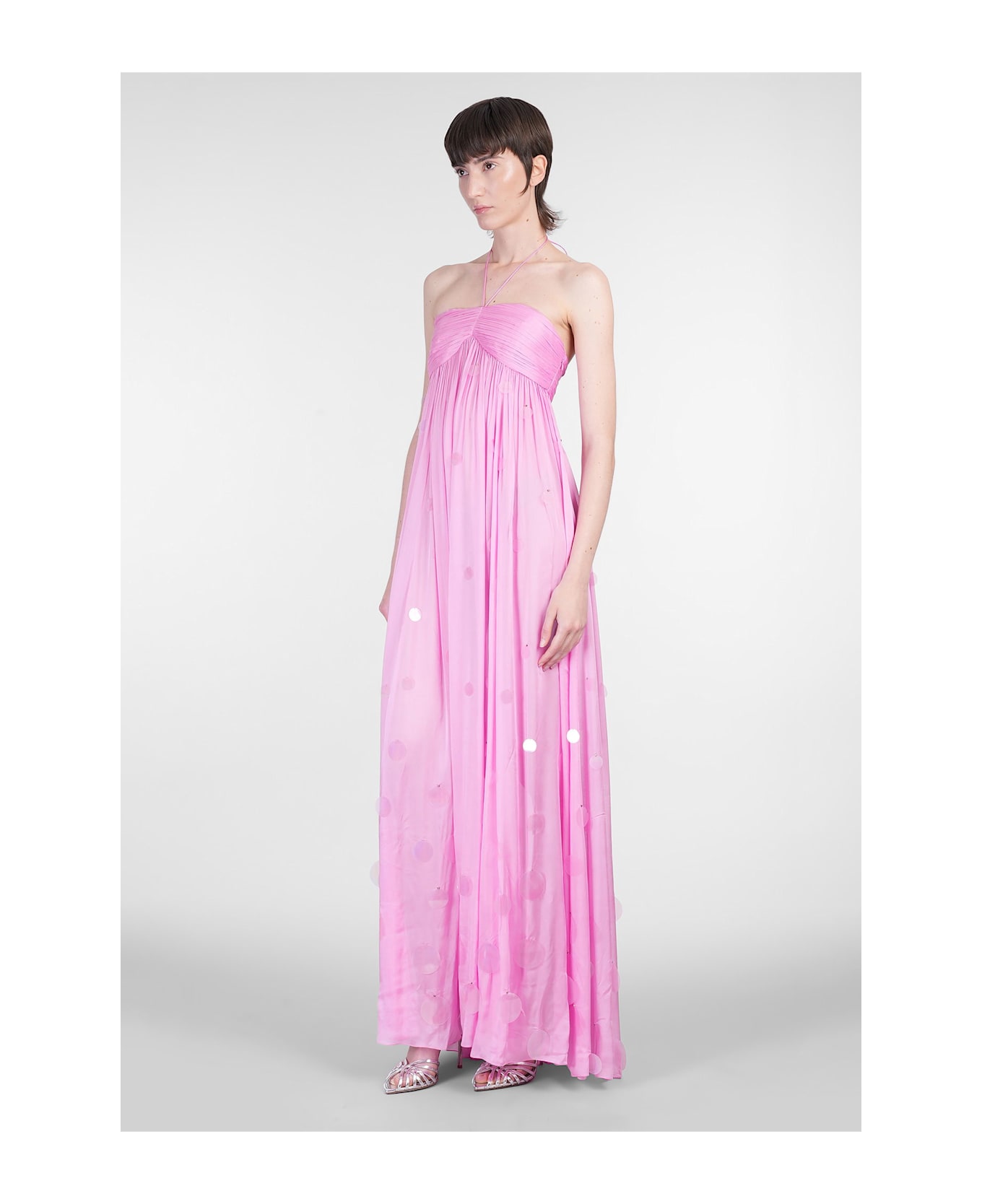 retrofete Mathilde Long Dress In Rose-pink Viscose - rose-pink