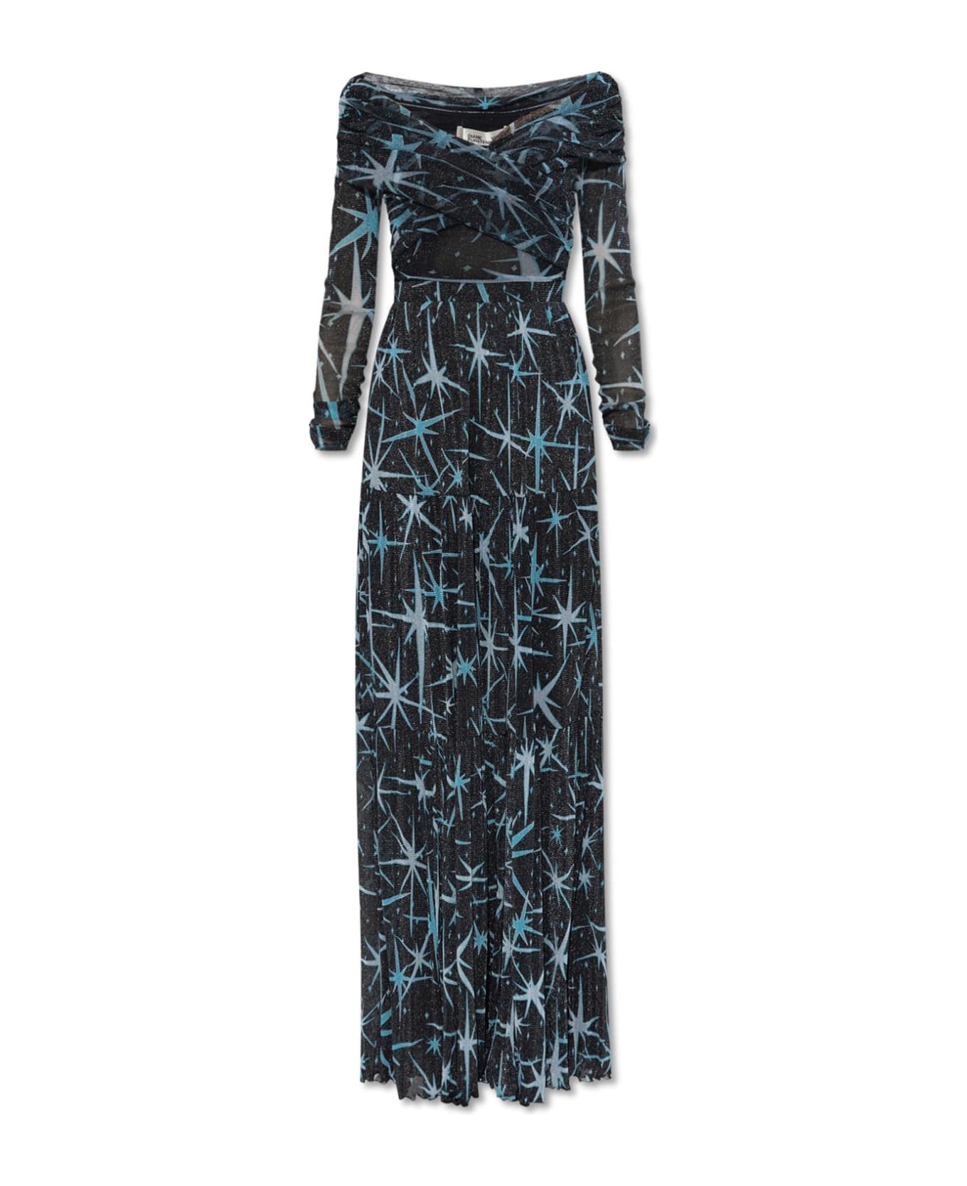 Diane Von Furstenberg Dress With Lurex Threads - BLACK/BLUE