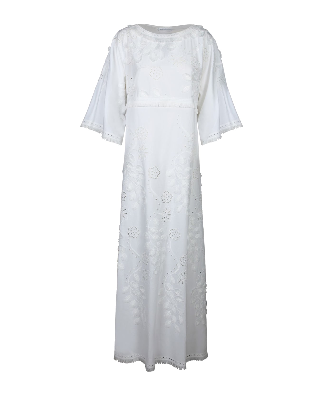 Alberta Ferretti Sangallo White Caftan Dress - White