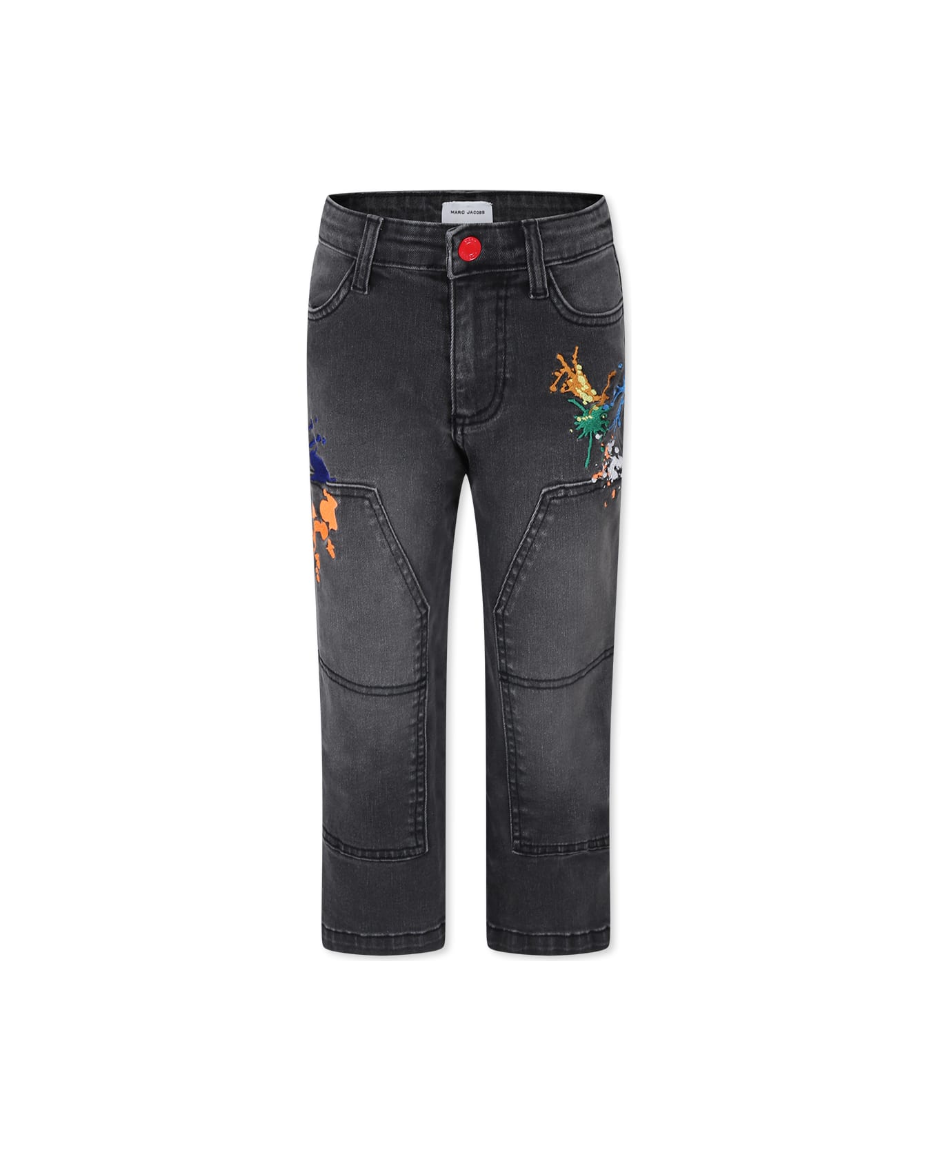 Little Marc Jacobs Grey Jeans For Boy With Embroidery - Grey