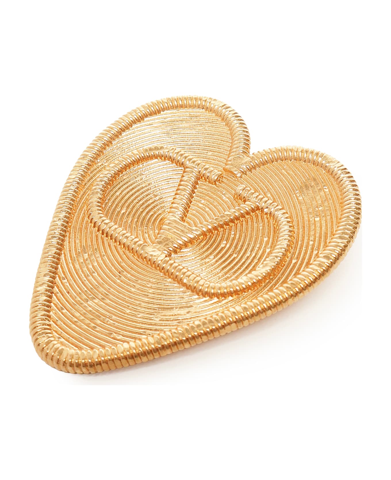 Valentino Garavani Small Metal Brooch With Logo - Golden