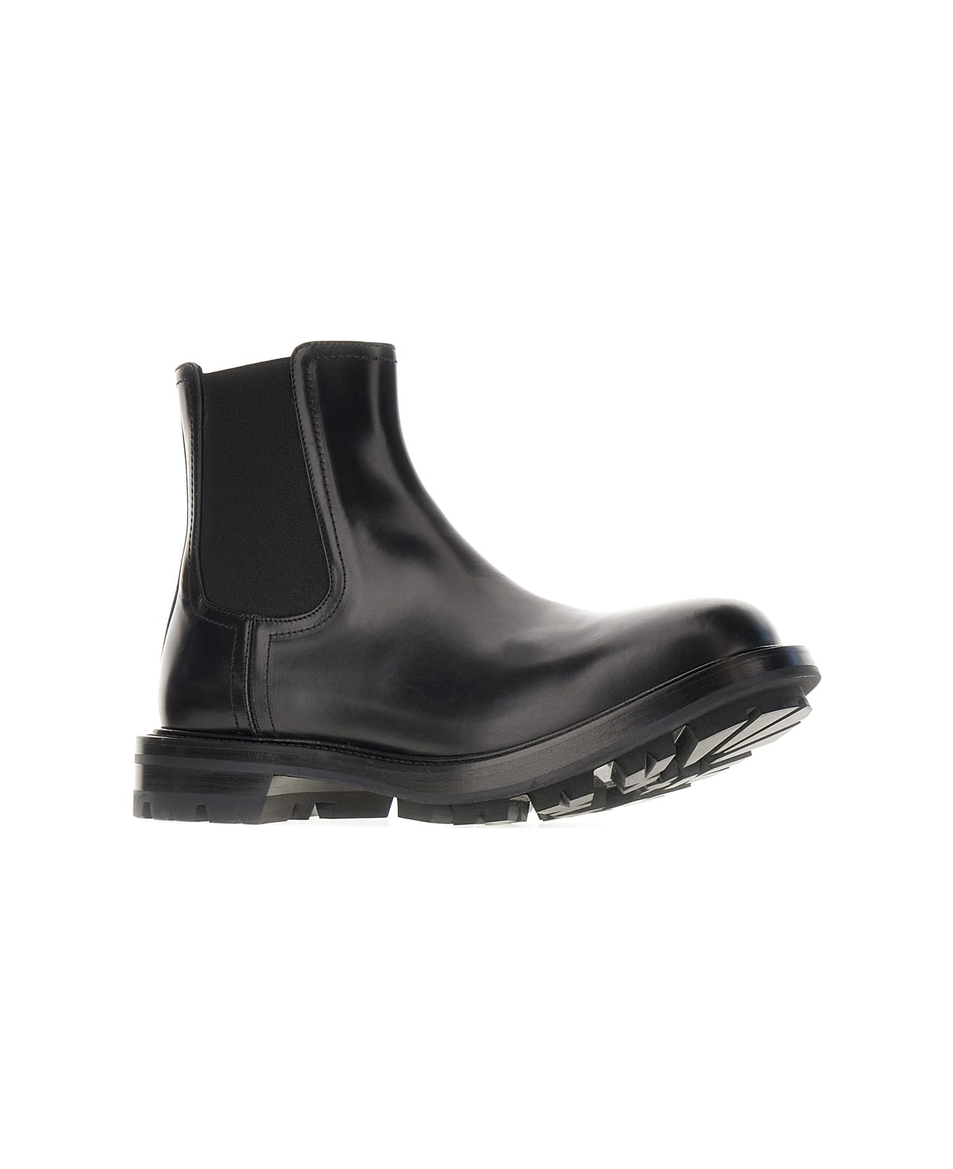 Alexander McQueen Black Leather Ankle Boots - BLACK