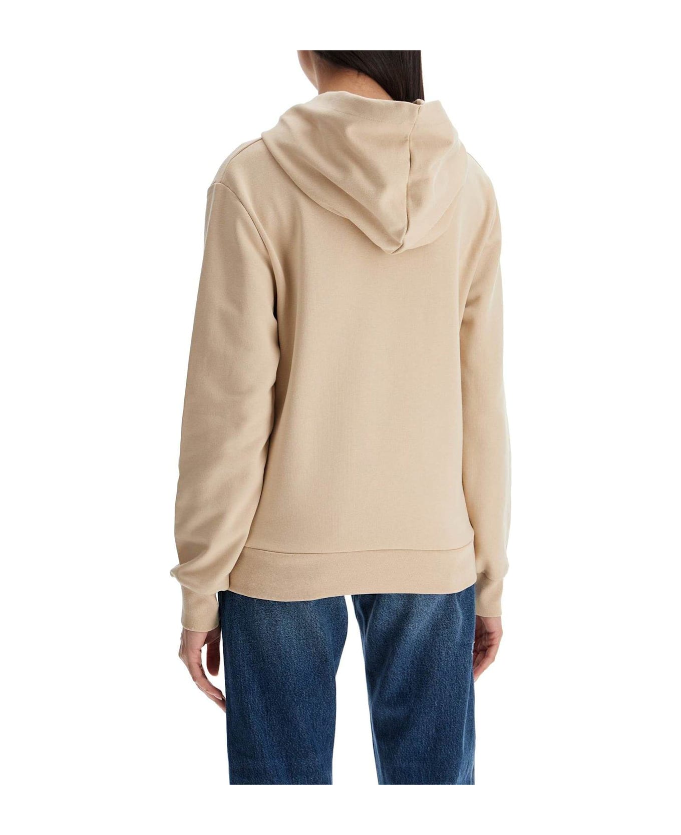 A.P.C. Logo Printed Drawstring Hoodie - Beige