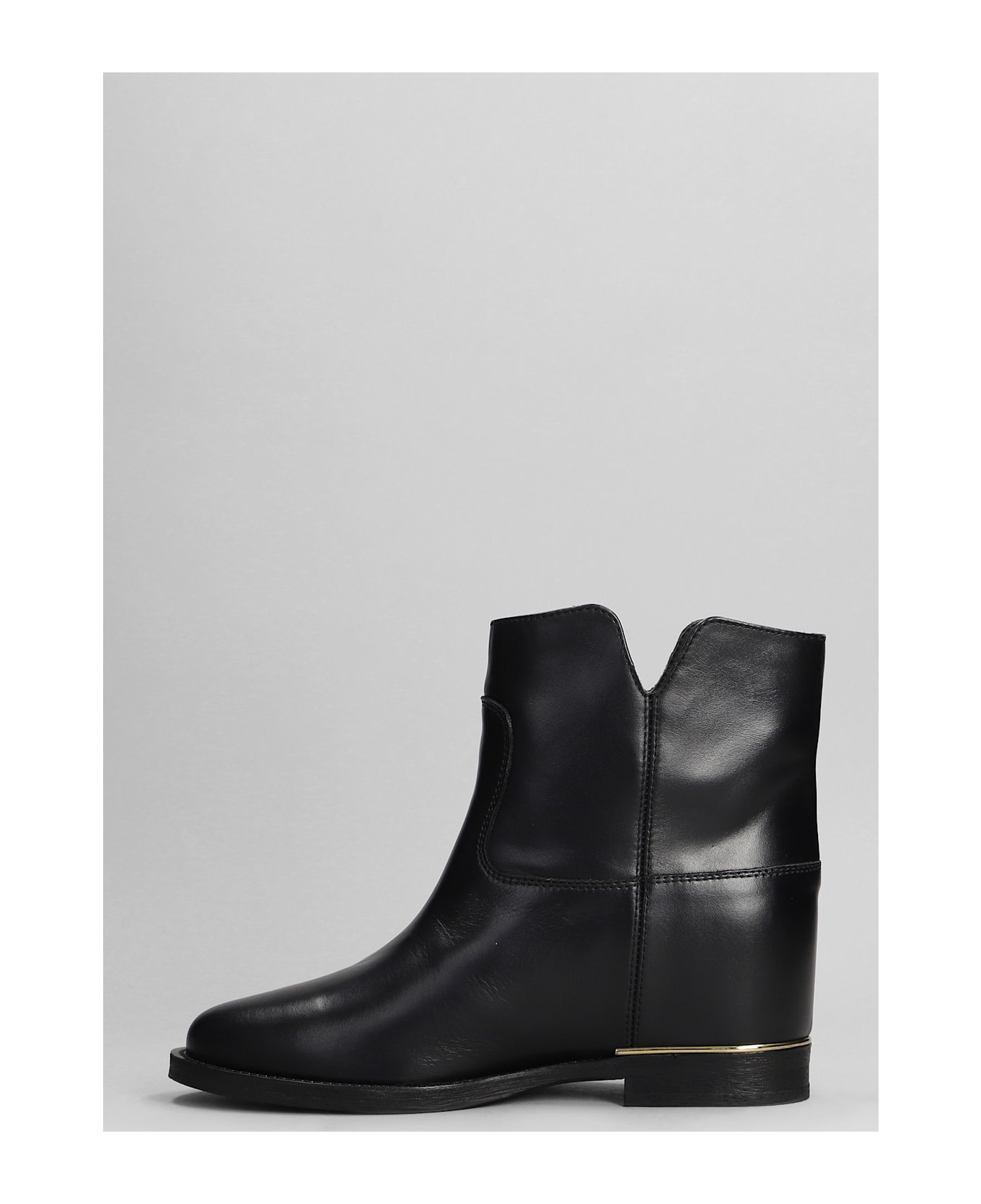 Via Roma 15 Ankle Boots Inside Wedge In Black Leather - black