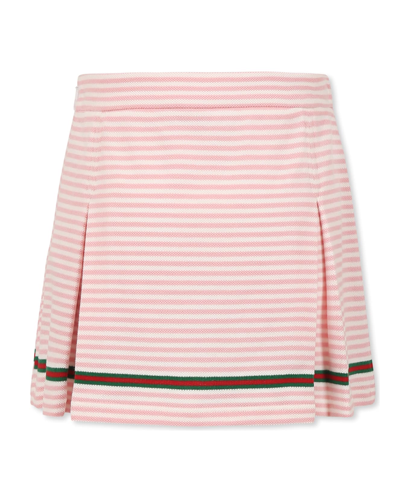 Gucci Pink Skirt For Girl With Web Detail - Pink