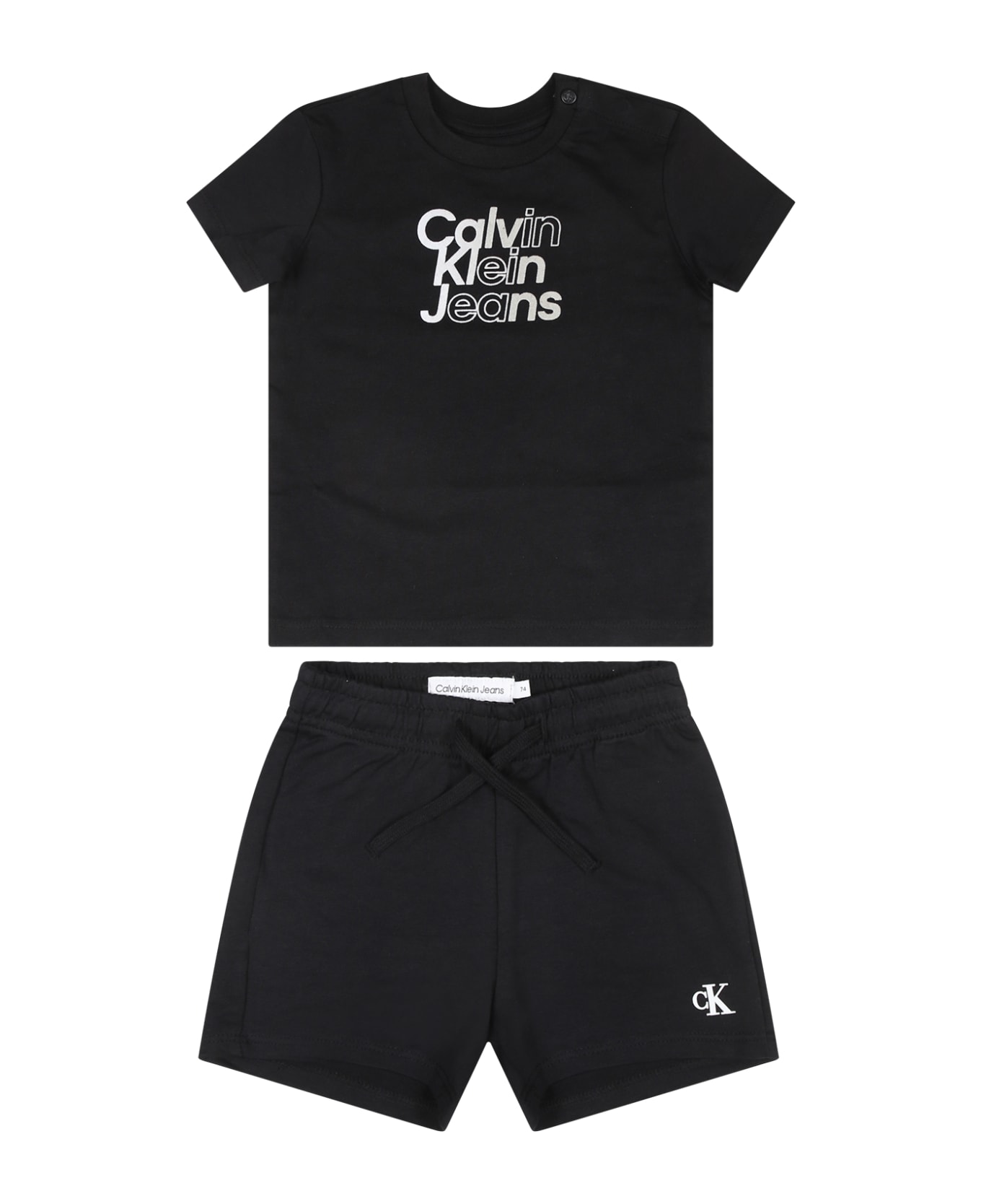 Calvin Klein Black Suit For Baby Boy With Logo - Black