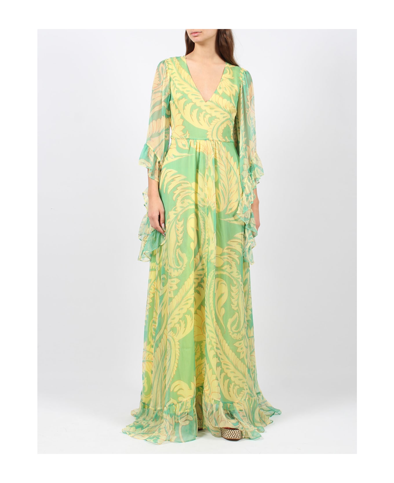 Etro Printed Tulle Dress - Green