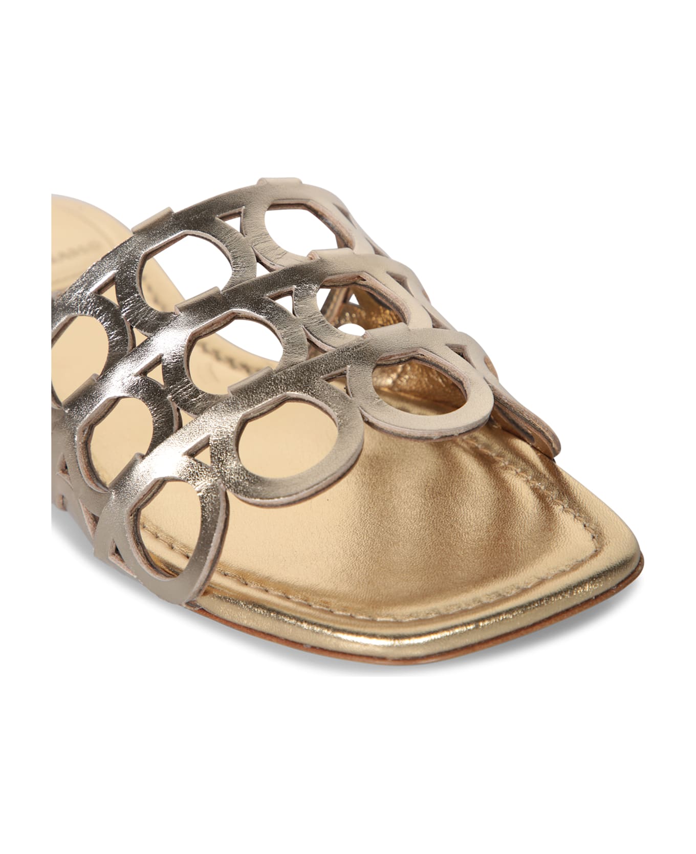 Ferragamo Erne Gancini Gold Sandals - Metallic