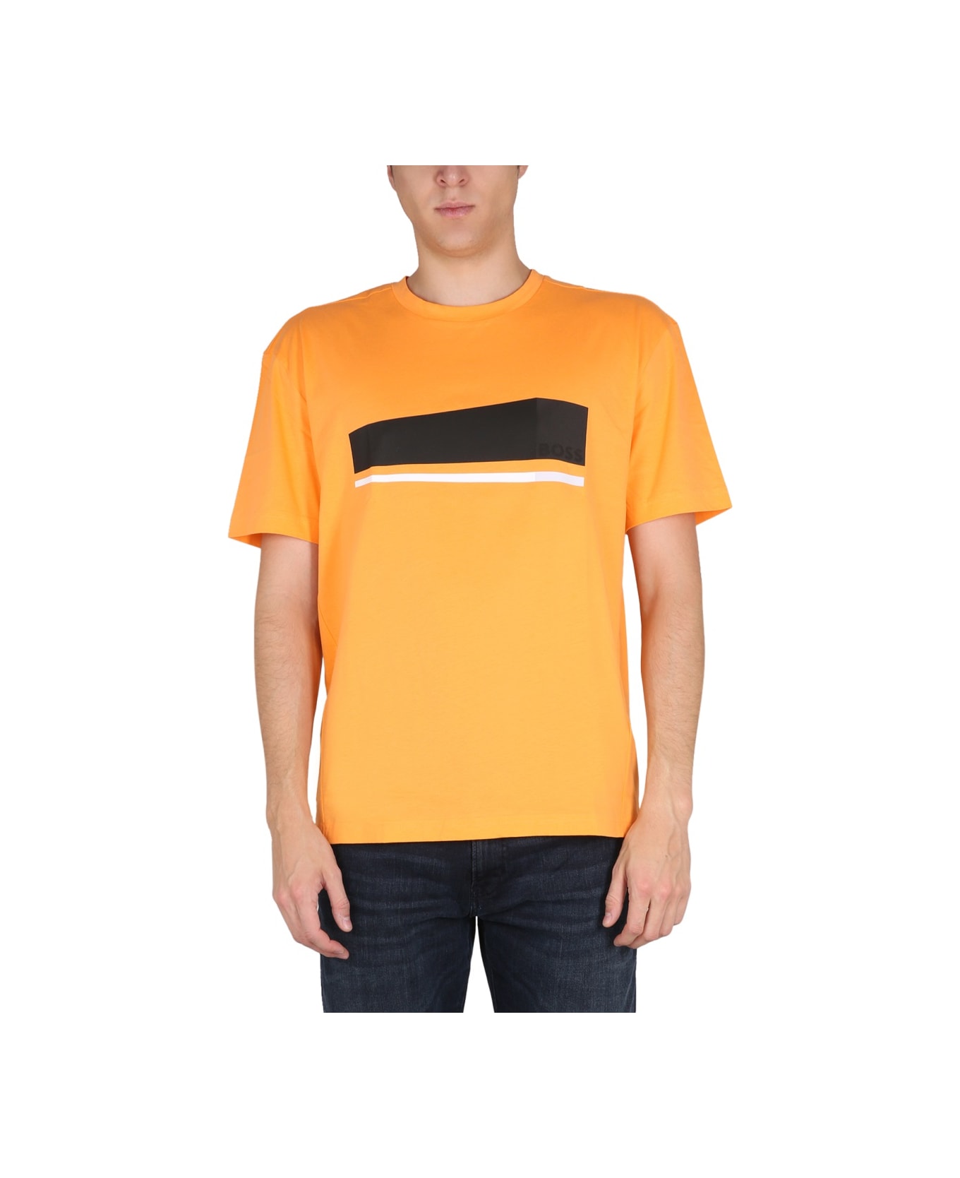 Hugo Boss Logo Print T-shirt - ORANGE