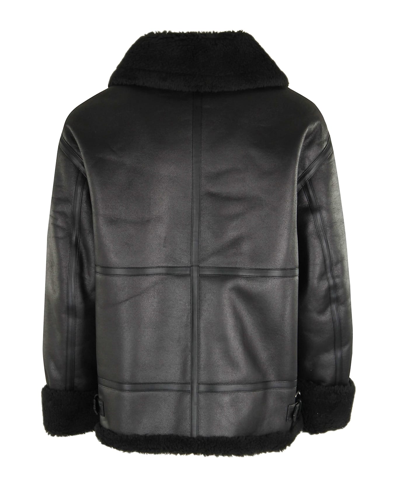 Dunst Unisex Loose Fit Line Shearling Jacket - Bk Black