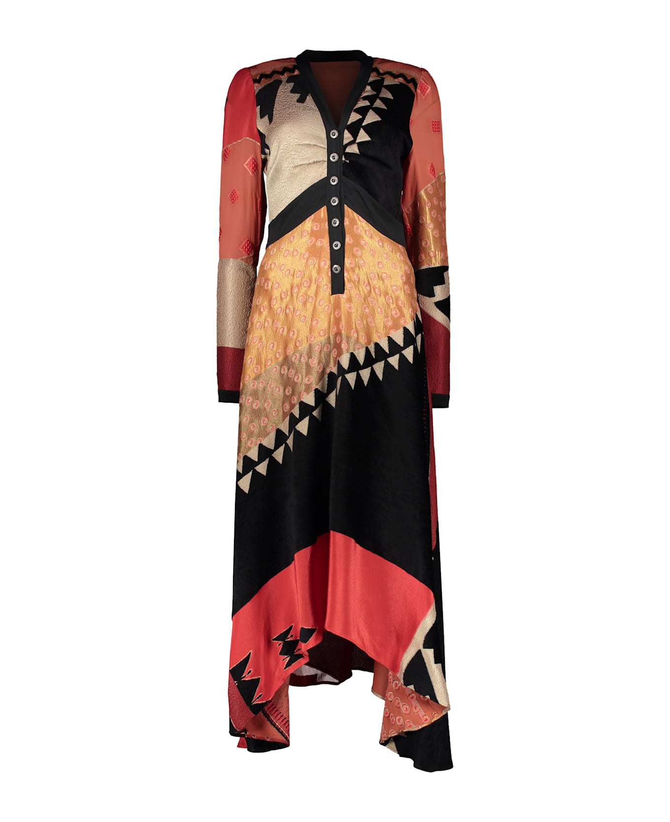 Etro Asymmetric Silk Blend Dress - Multicolor