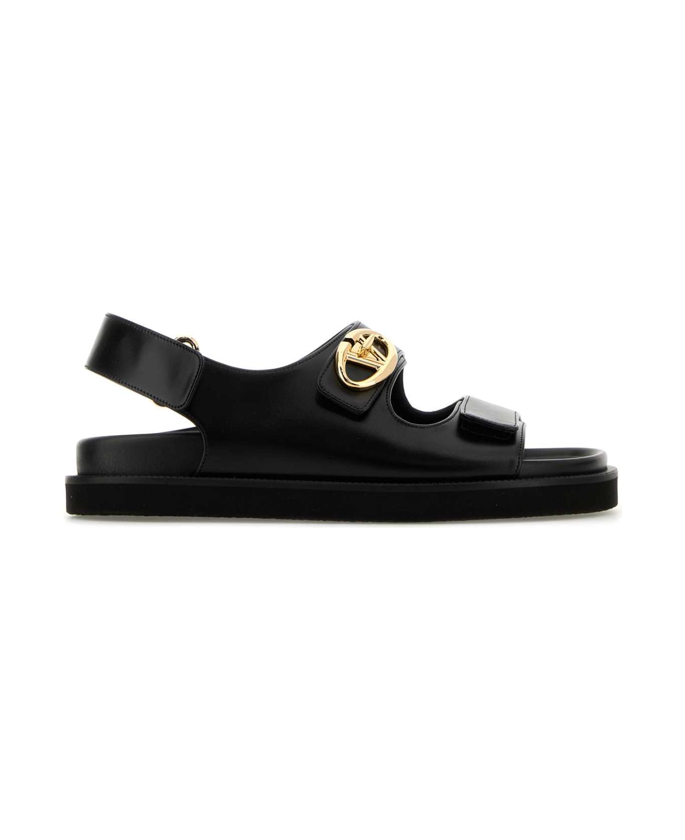 Valentino Garavani Black Leather Sandals - NERO