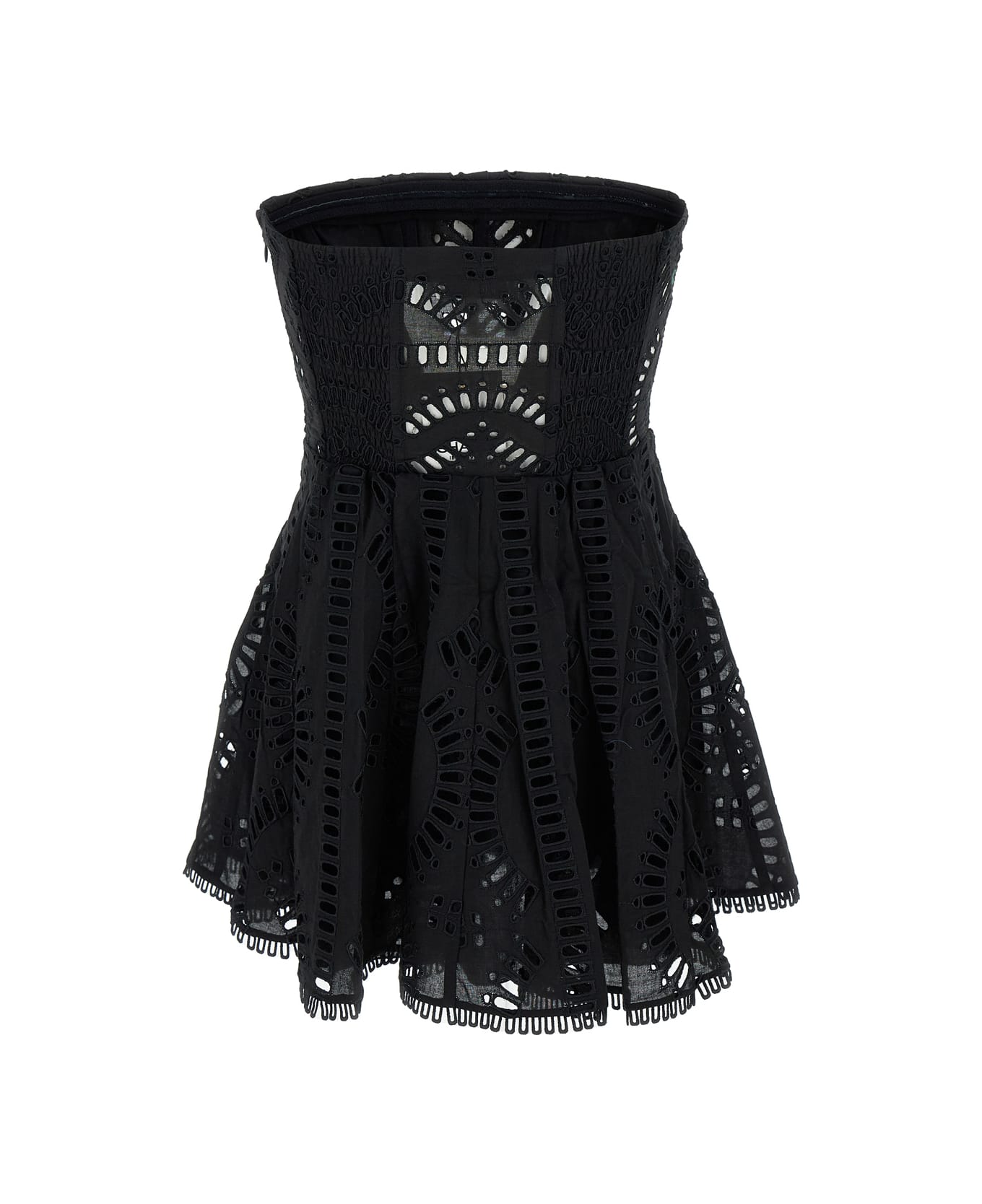 Charo Ruiz 'zannick' Mini Black Dress With Flower Lace Embroidery Woman - Black ワンピース＆ドレス